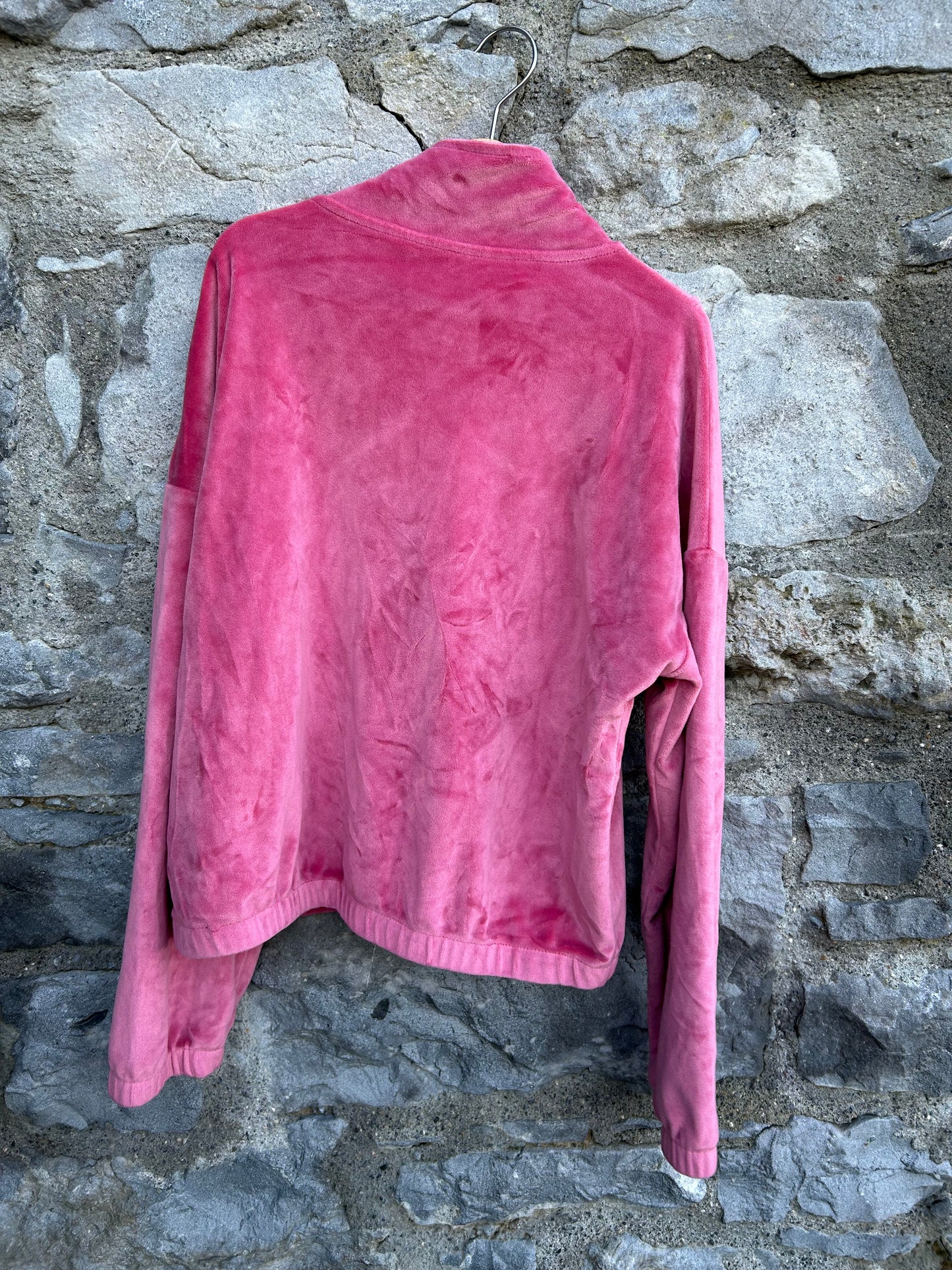 Pink velour half zip sweatshirt 10-11y (140-146cm)