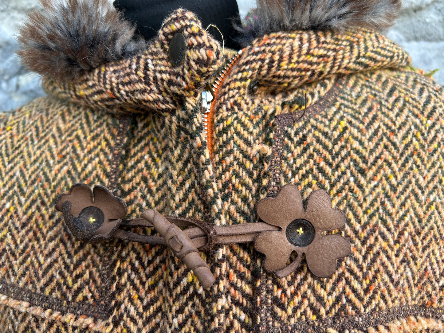 Brown herringbone tweed jacket uk 4-6