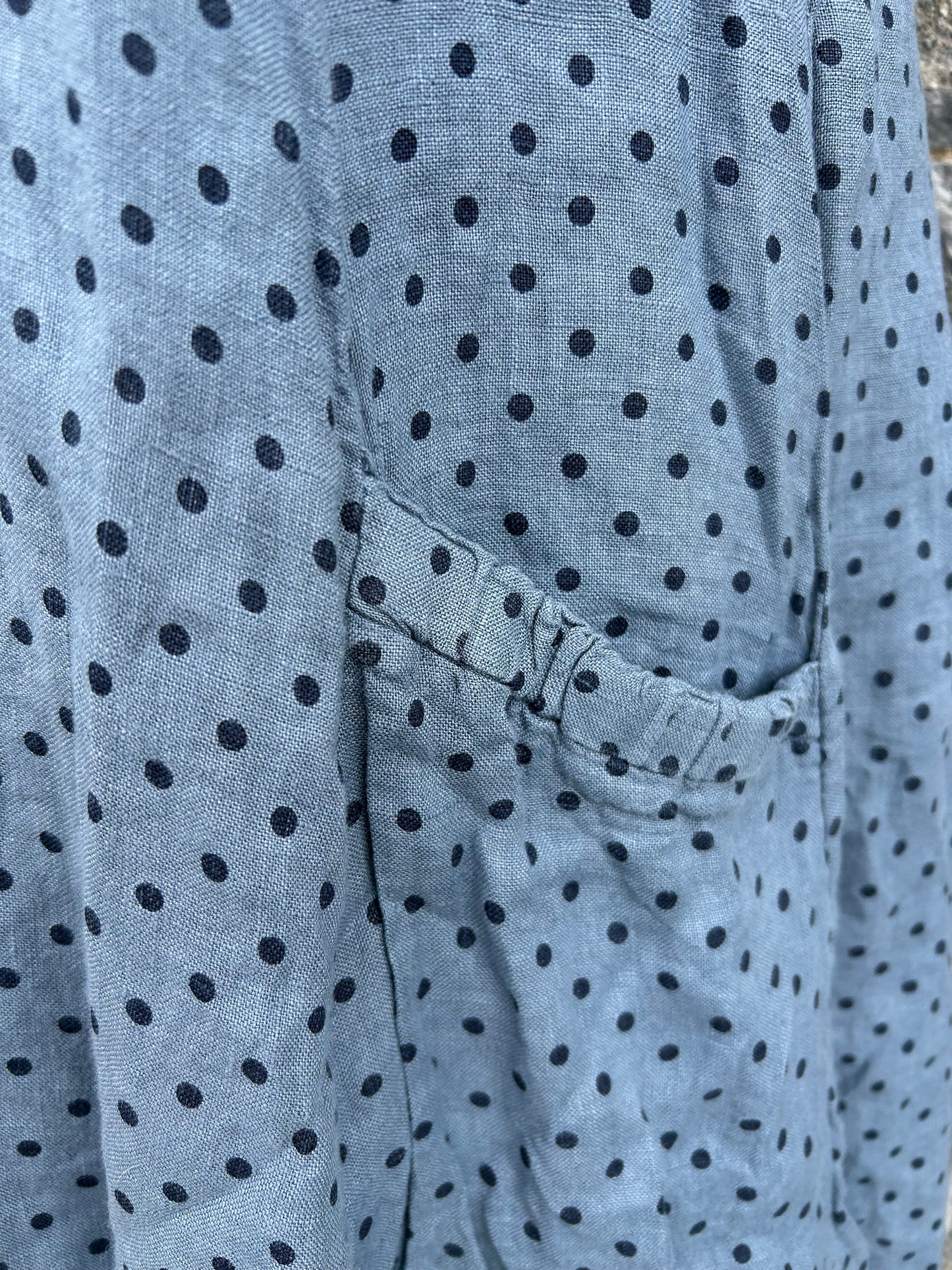 Spotty blue linen dress uk 12
