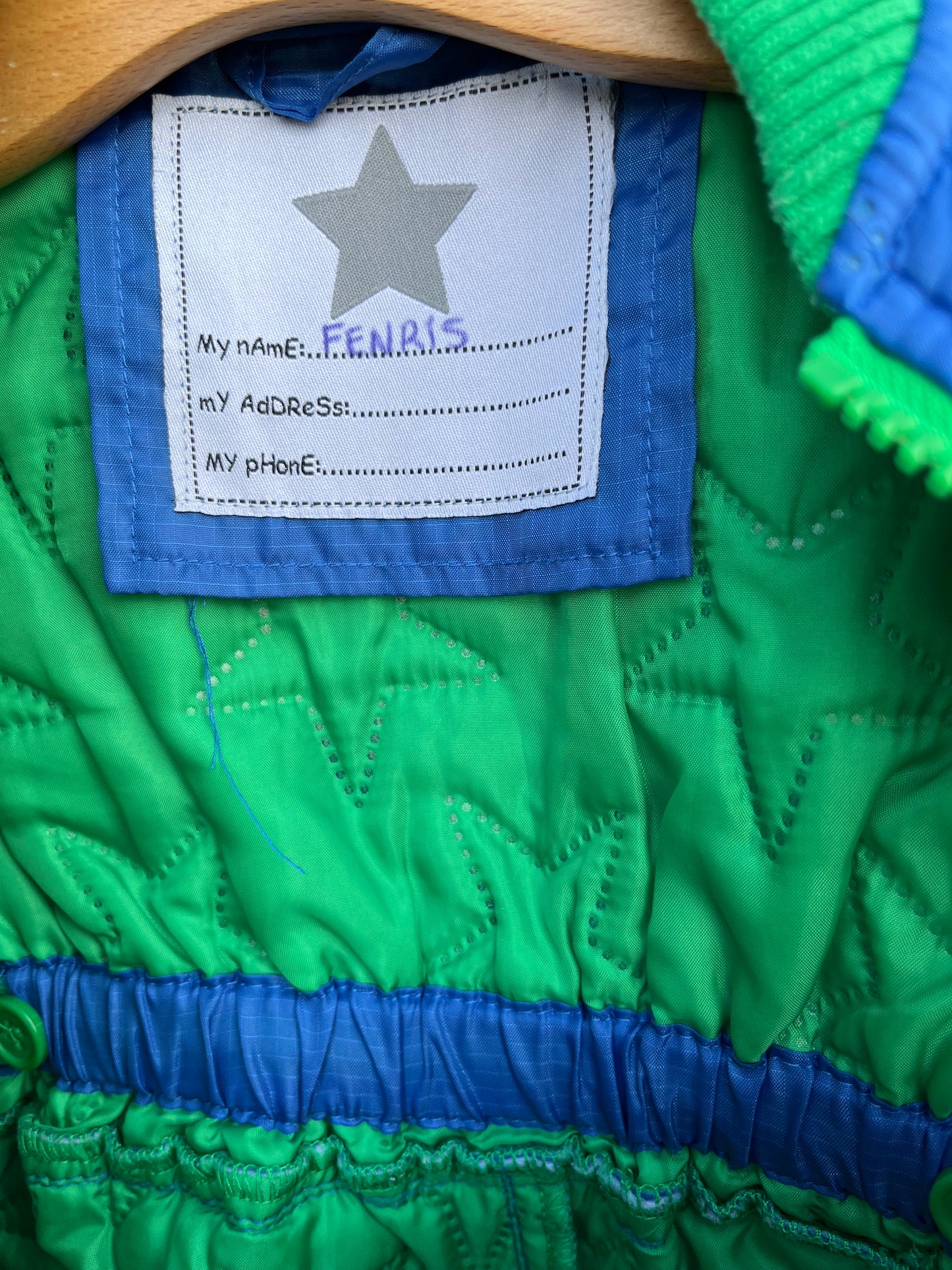 Blue quilted onesie 6m (68cm)