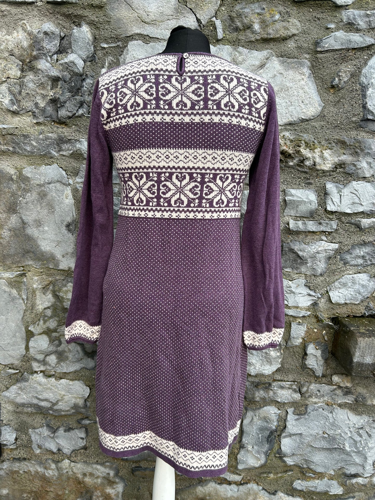 Purple Fair Isle knit jumper dress uk 8