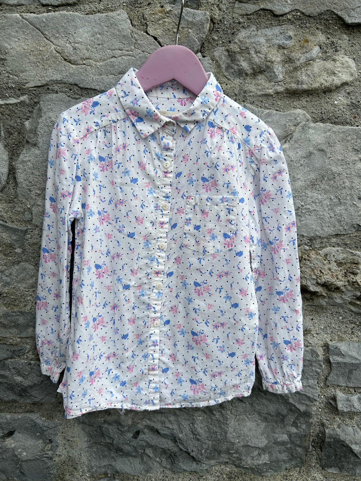 Pink&beige flowers shirt 5-6y (110-116cm)