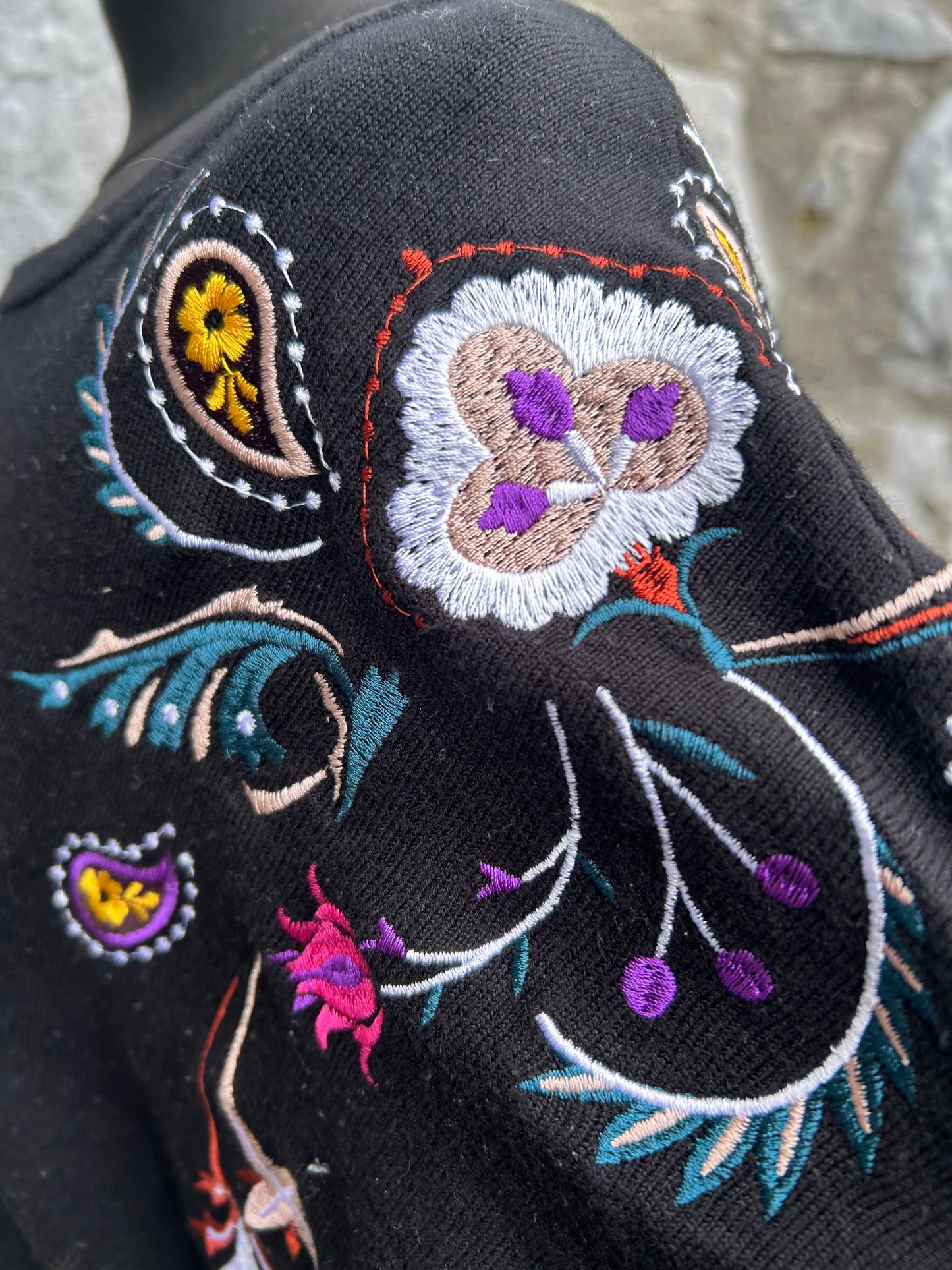 Y2K embroidered black jumper uk 10-12