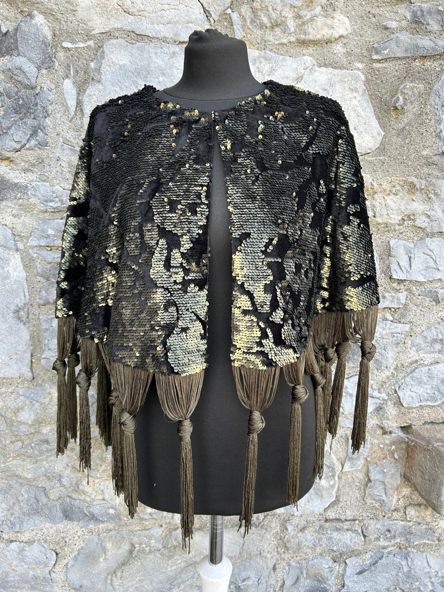 Sequin velvet cape with tassels uk 8-12