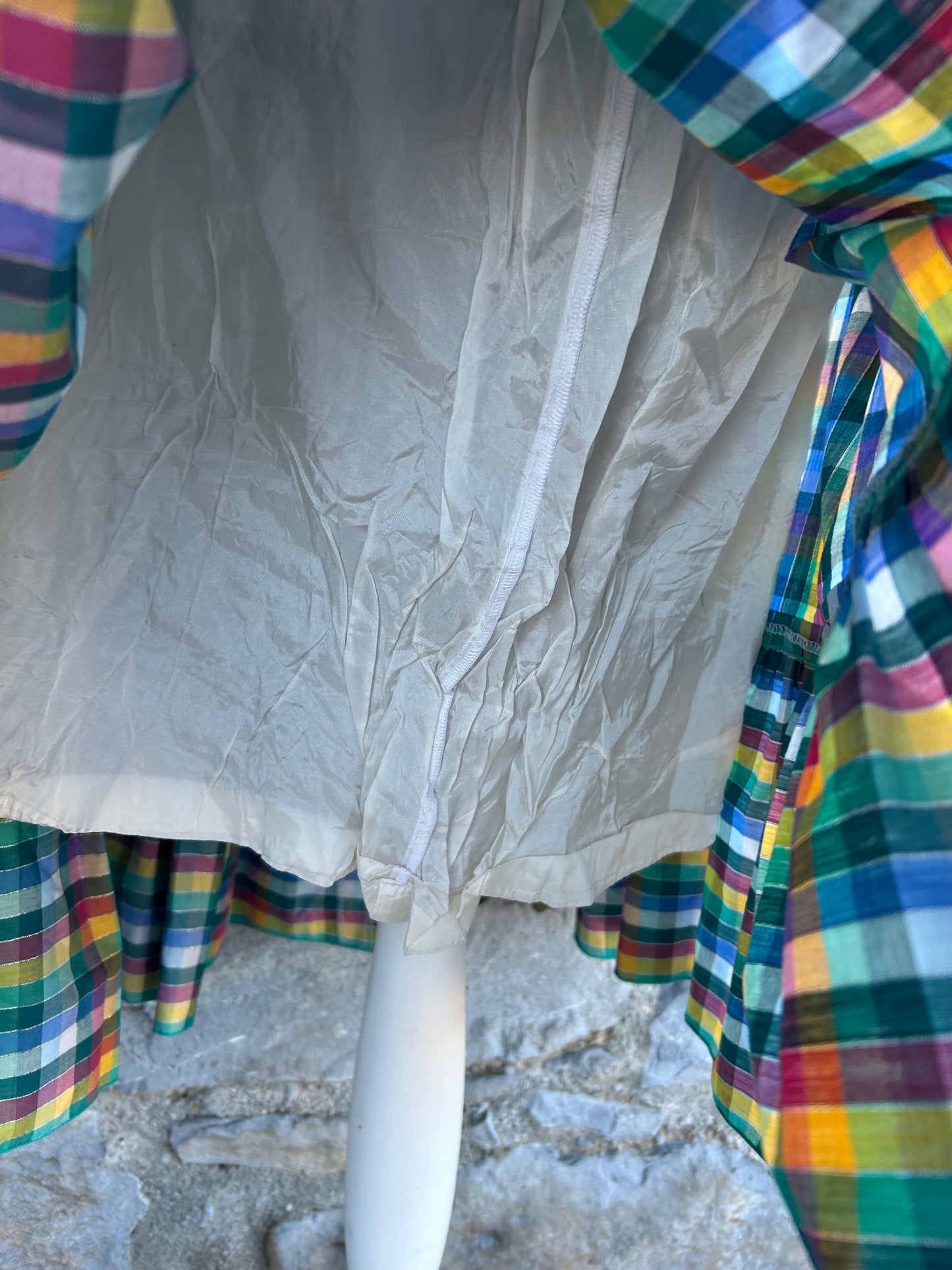 80s rainbow check top&skirt uk 8