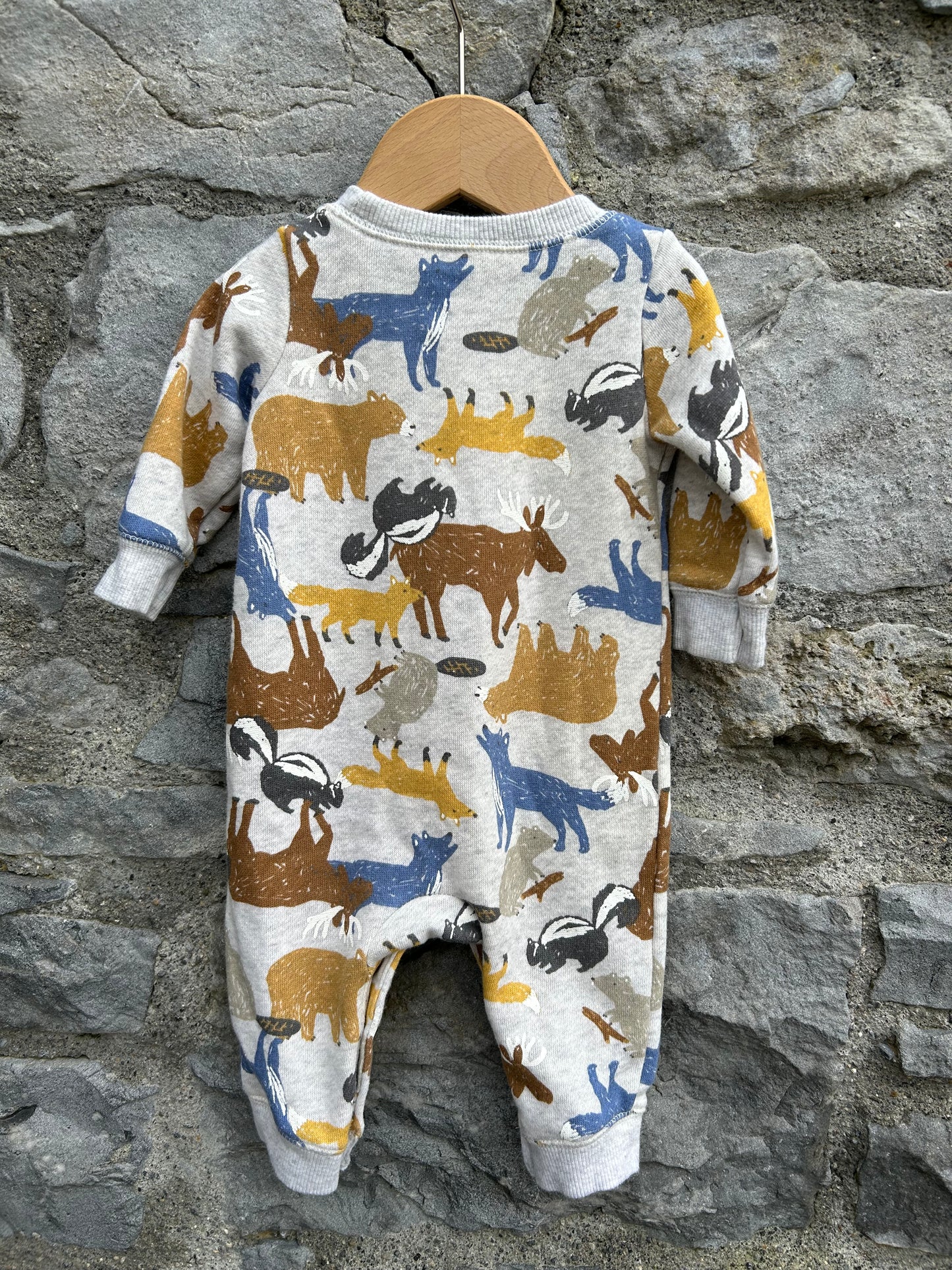 Woodland animals grey onesie 6m (68cm)