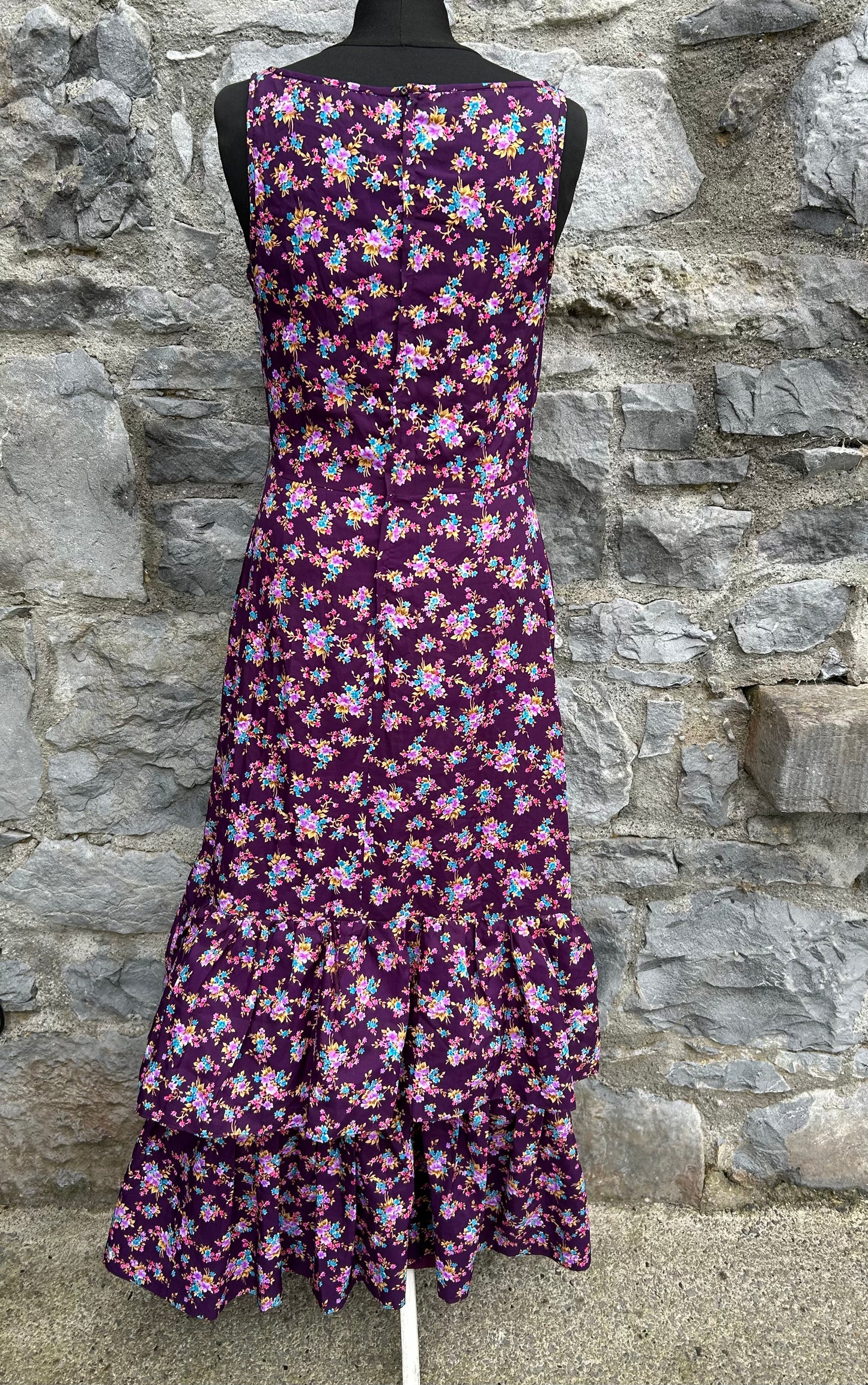 80s purple floral dress uk 6-8