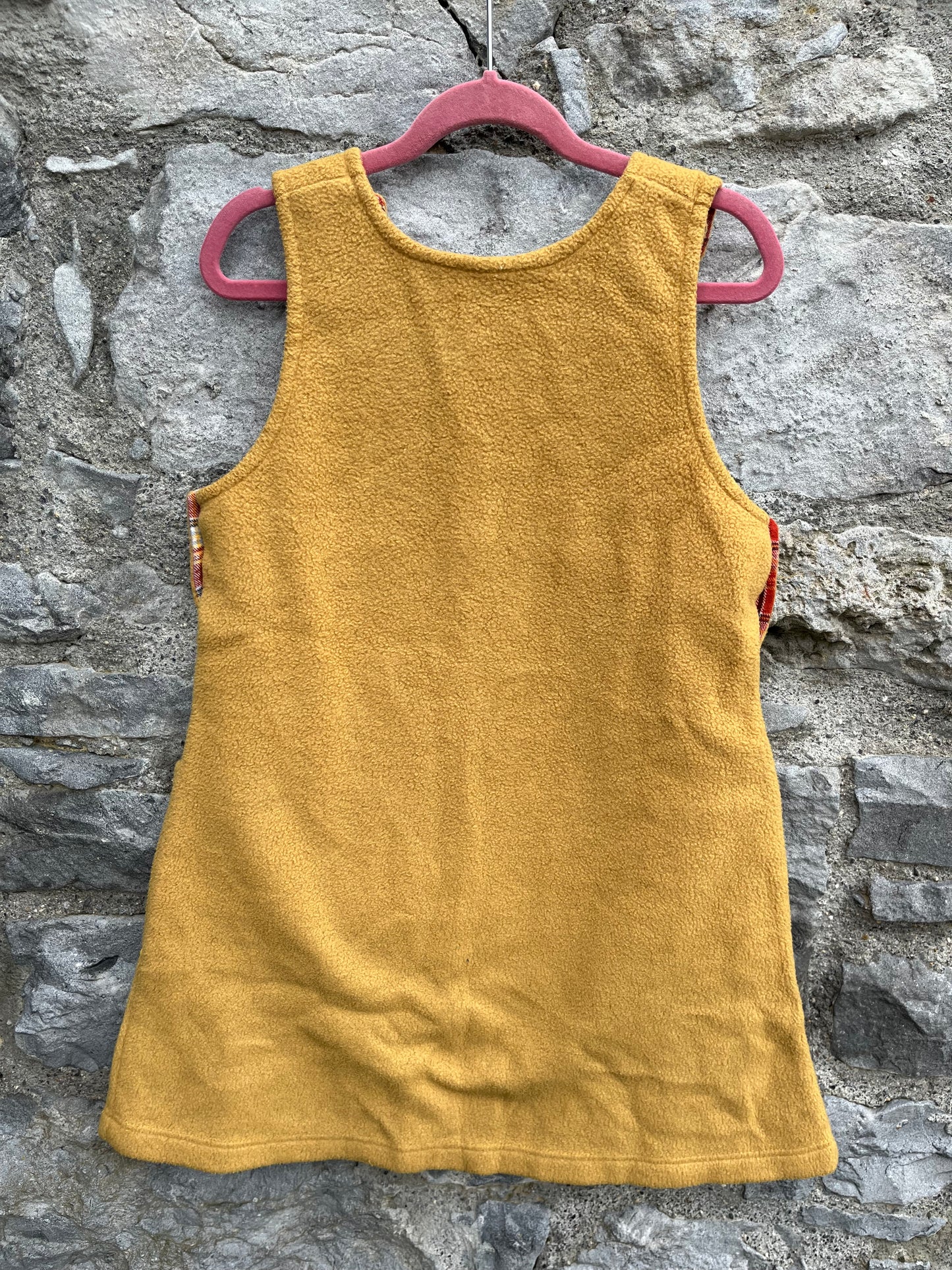 90s Mustard fleece pinafore 7-8y (122-128cm)