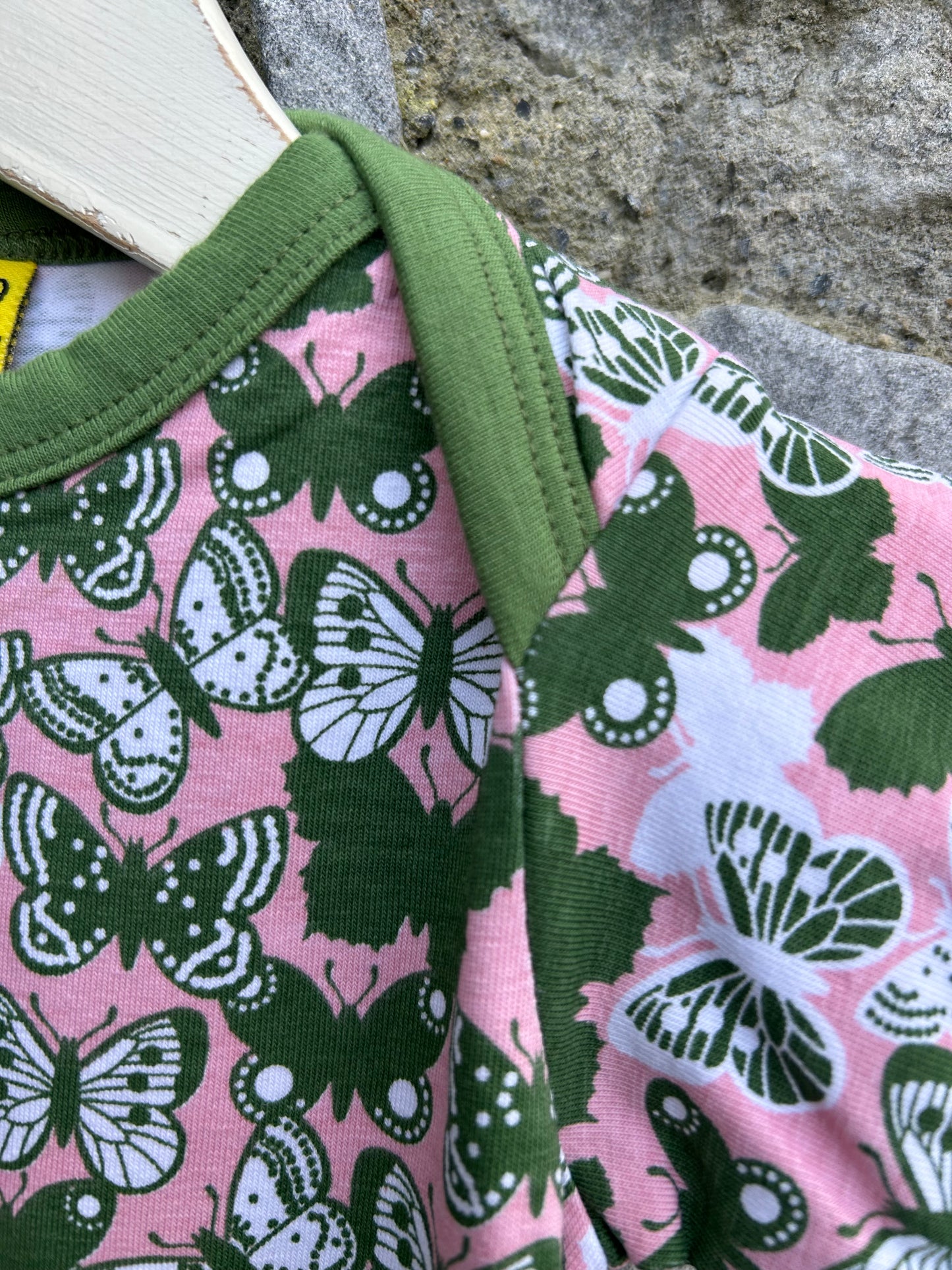 Green butterflies pink rompers 3m (62cm)