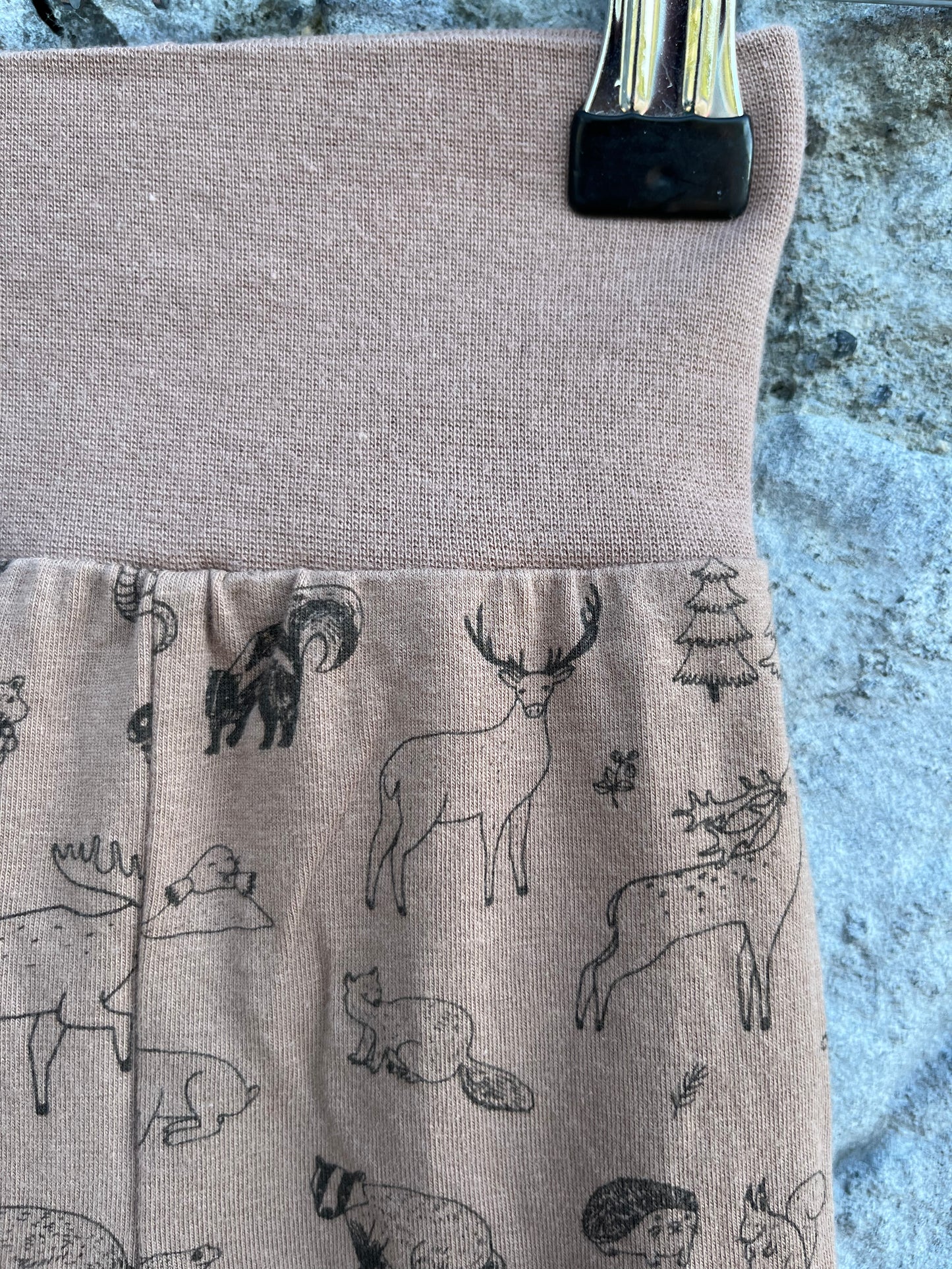 Brown woodland animals rib pants 0-1m (56cm)