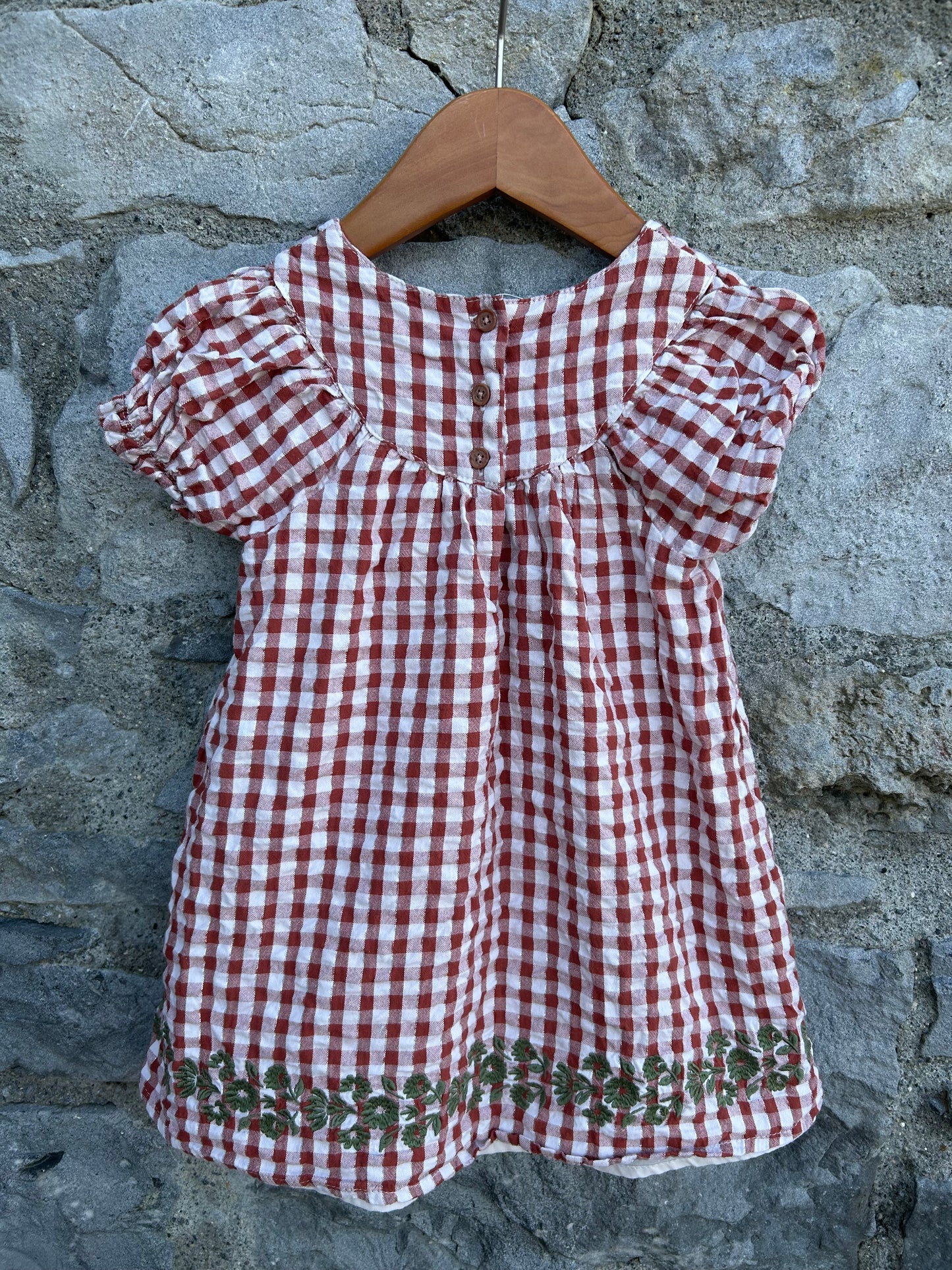 Maroon check dress 18-24m (86-92cm)