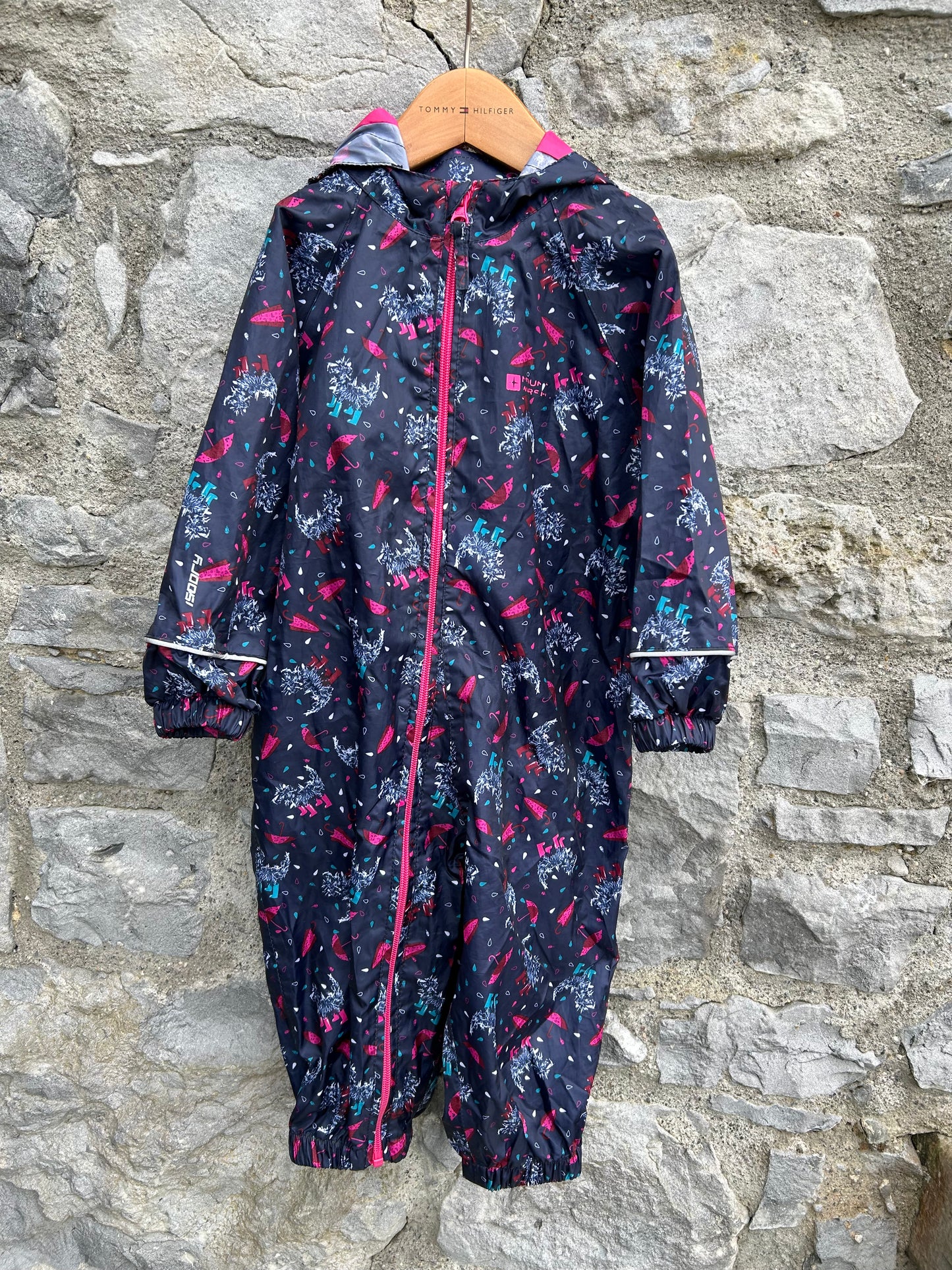 Dogs navy puddle suit 18-24m (86-92cm)