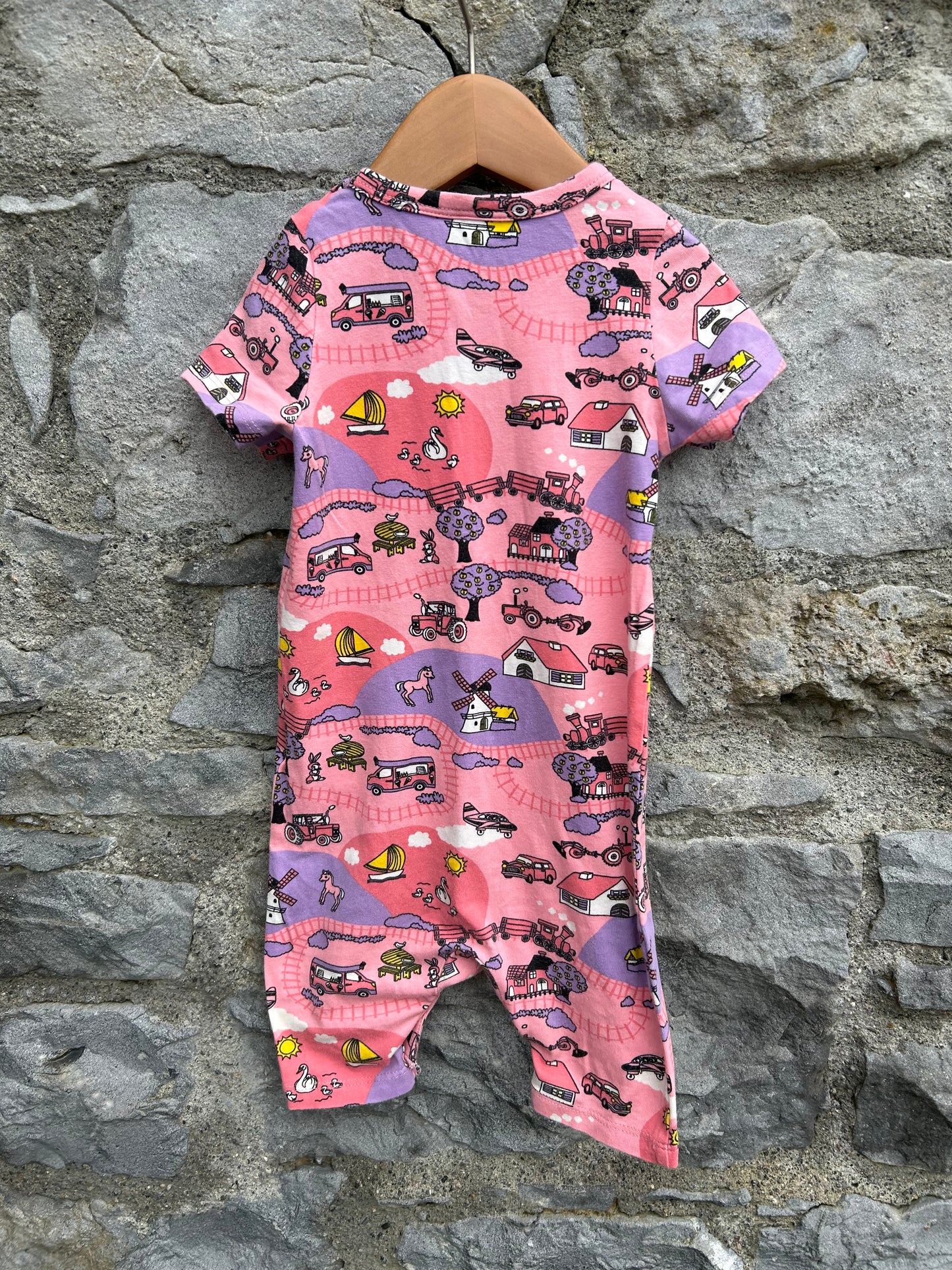 Pink farm rompers 12m (80cm)