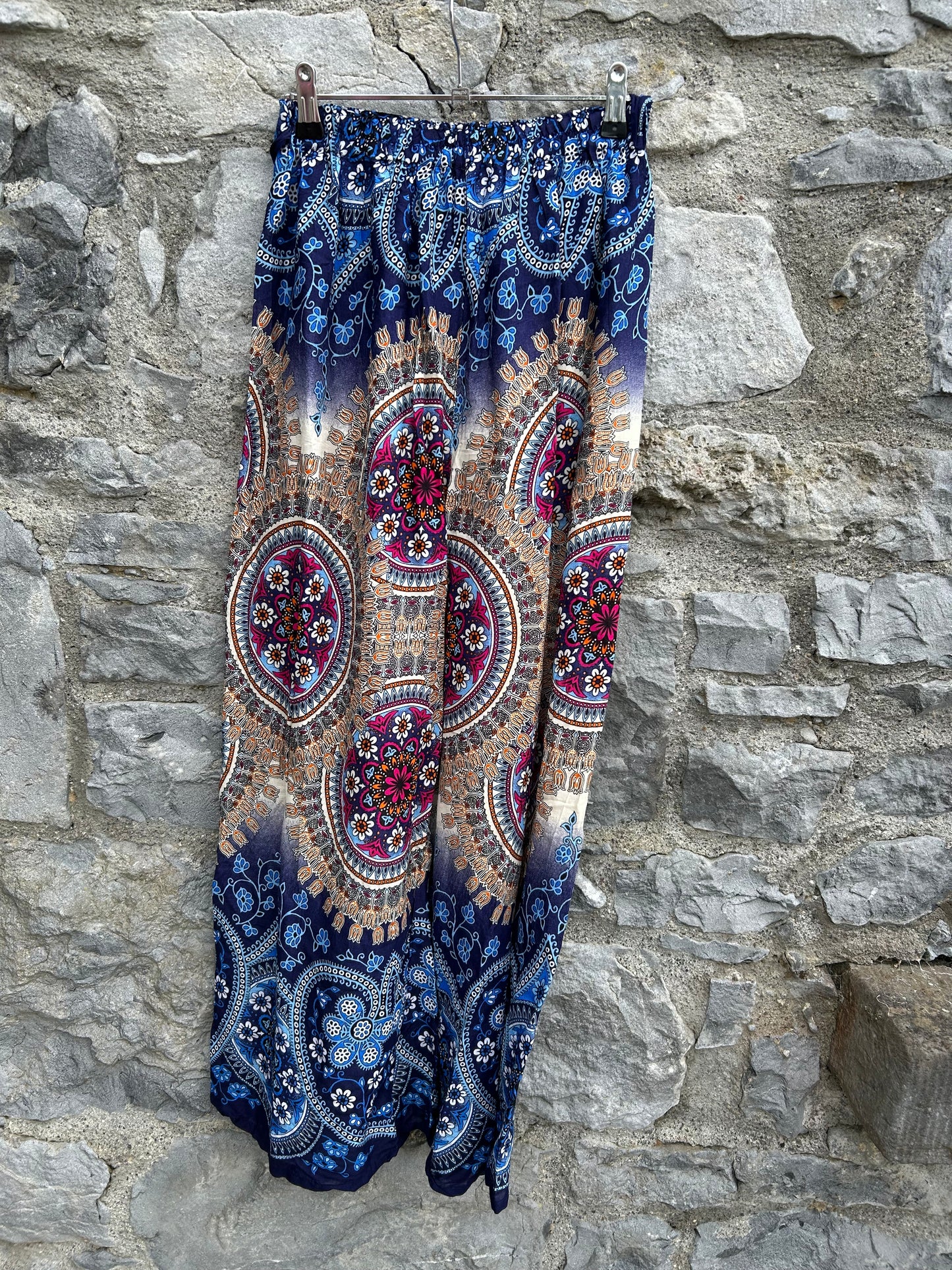 Blue&beige mandalas palazzo pants uk 6-8