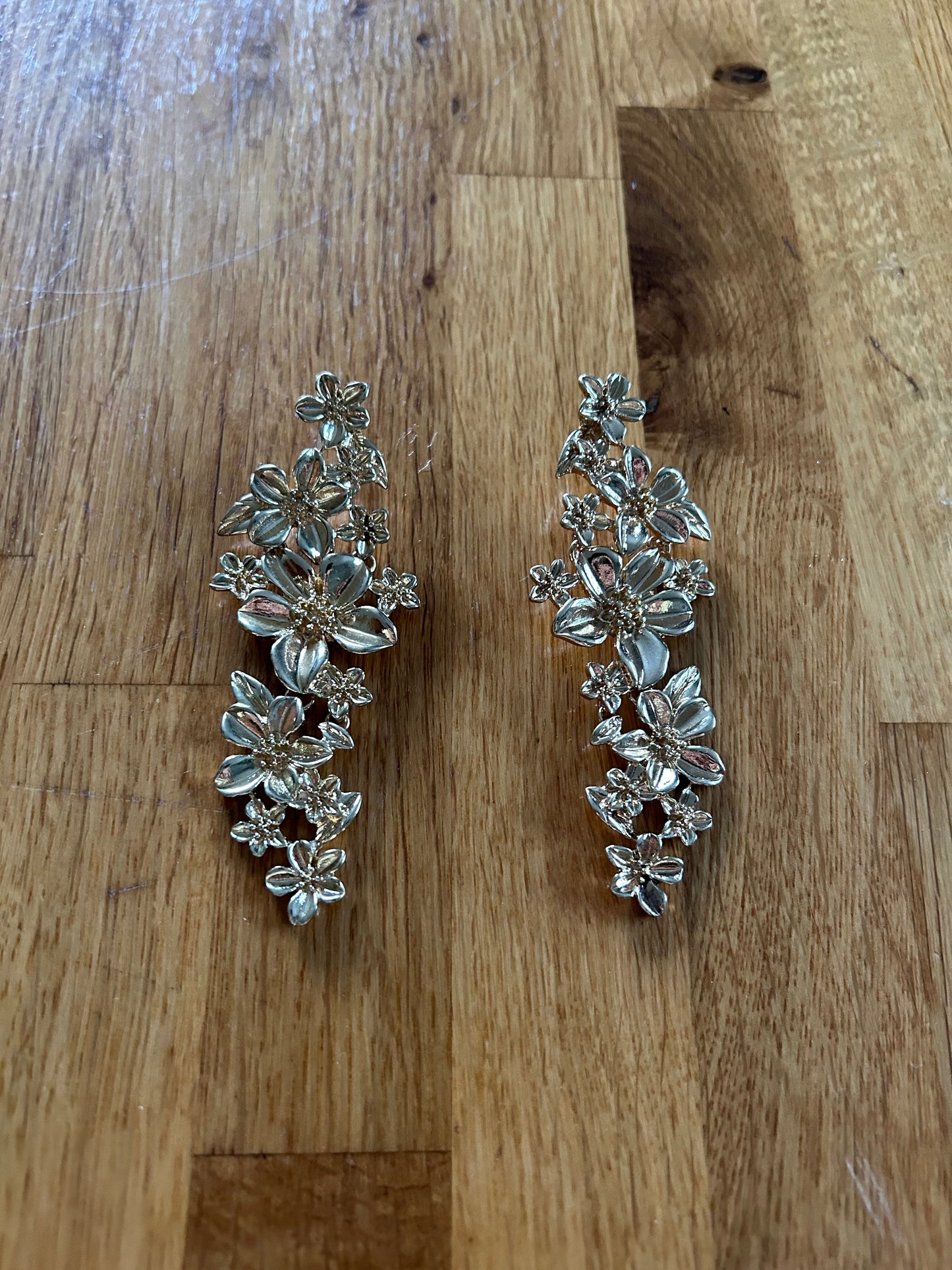Gold floral earrings