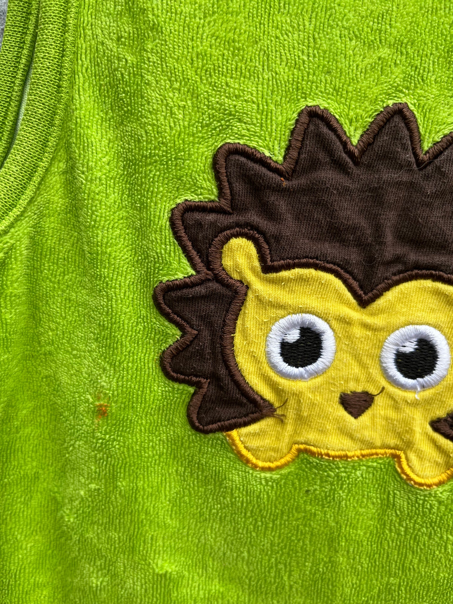 Lime green velour hedgehog dungarees 18-24m (86-92cm)