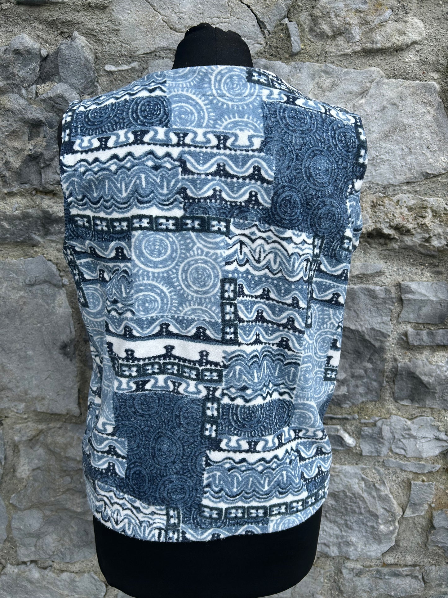 90s blue patchwork fleece waistcoat Small
