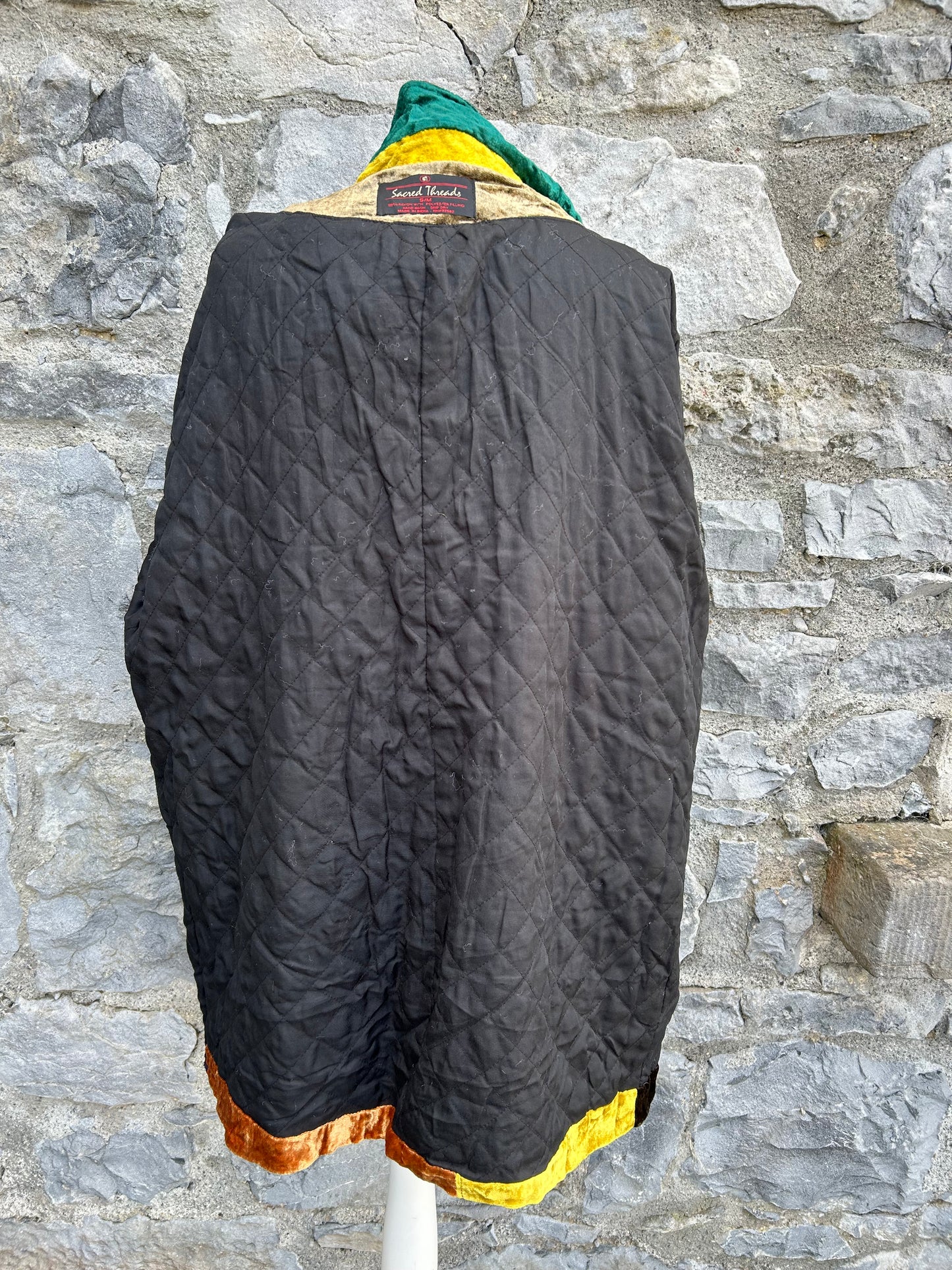 90s colourful patchwork velvet coat uk 14-16