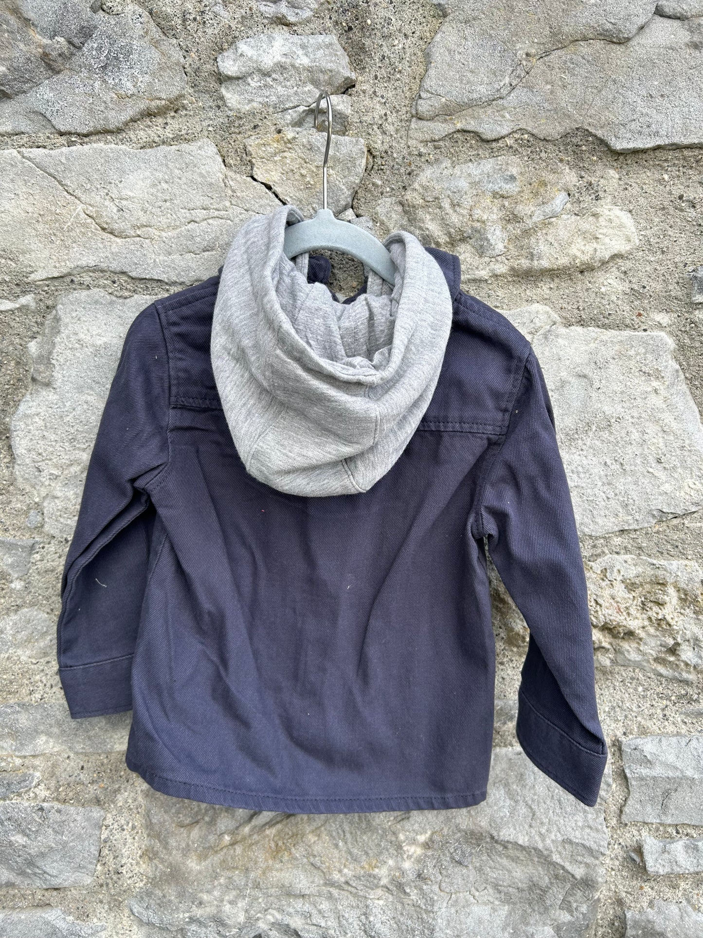 Navy denim hooded shirt 18-24m (86-92cm)