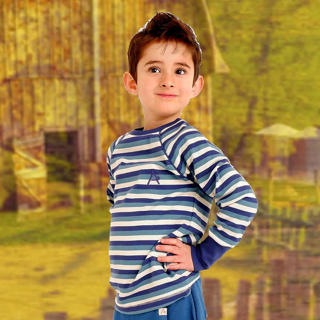 Blue Retro Stripes top 2y (92cm)