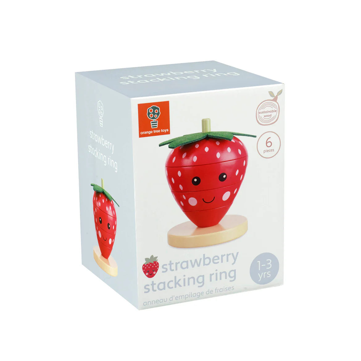 Wooden strawberry stacking toy