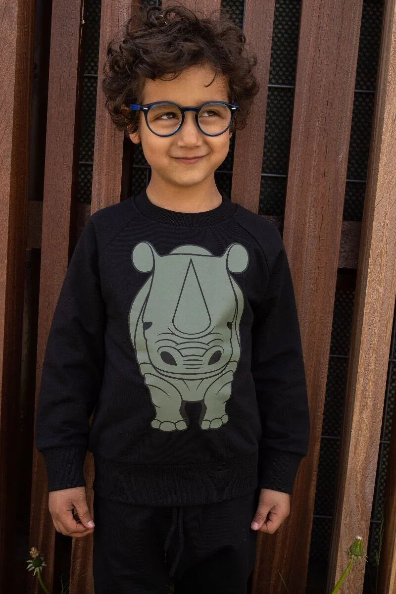 Rhino black sweatshirt 2y (92cm)