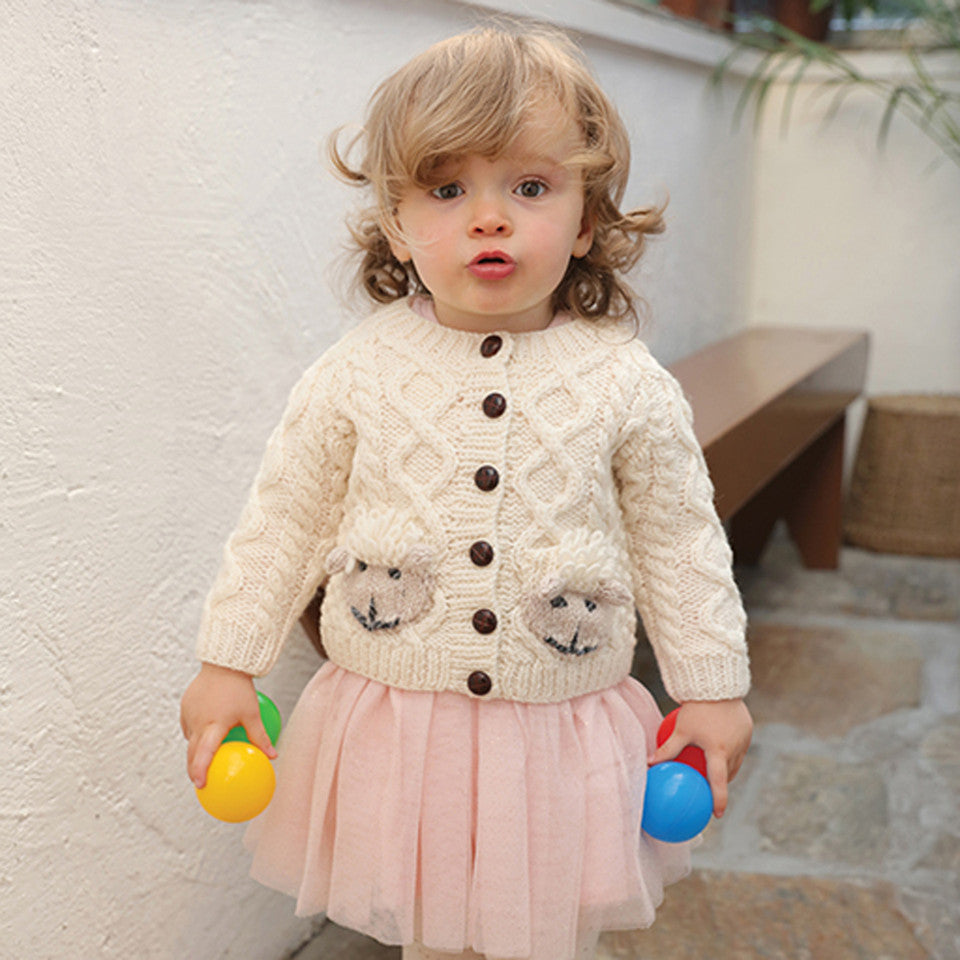 Aran style cream cardigan 6-12m (68-80cm)