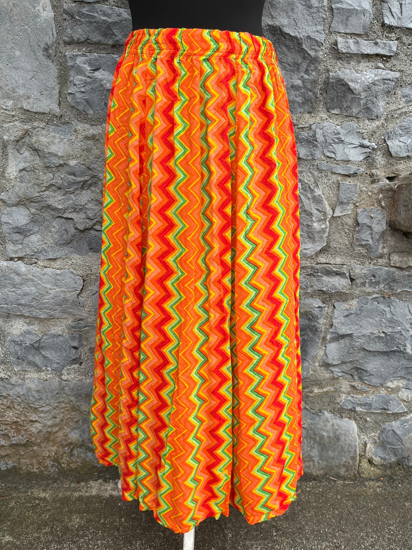 80s orange chevron skirt uk 10-14