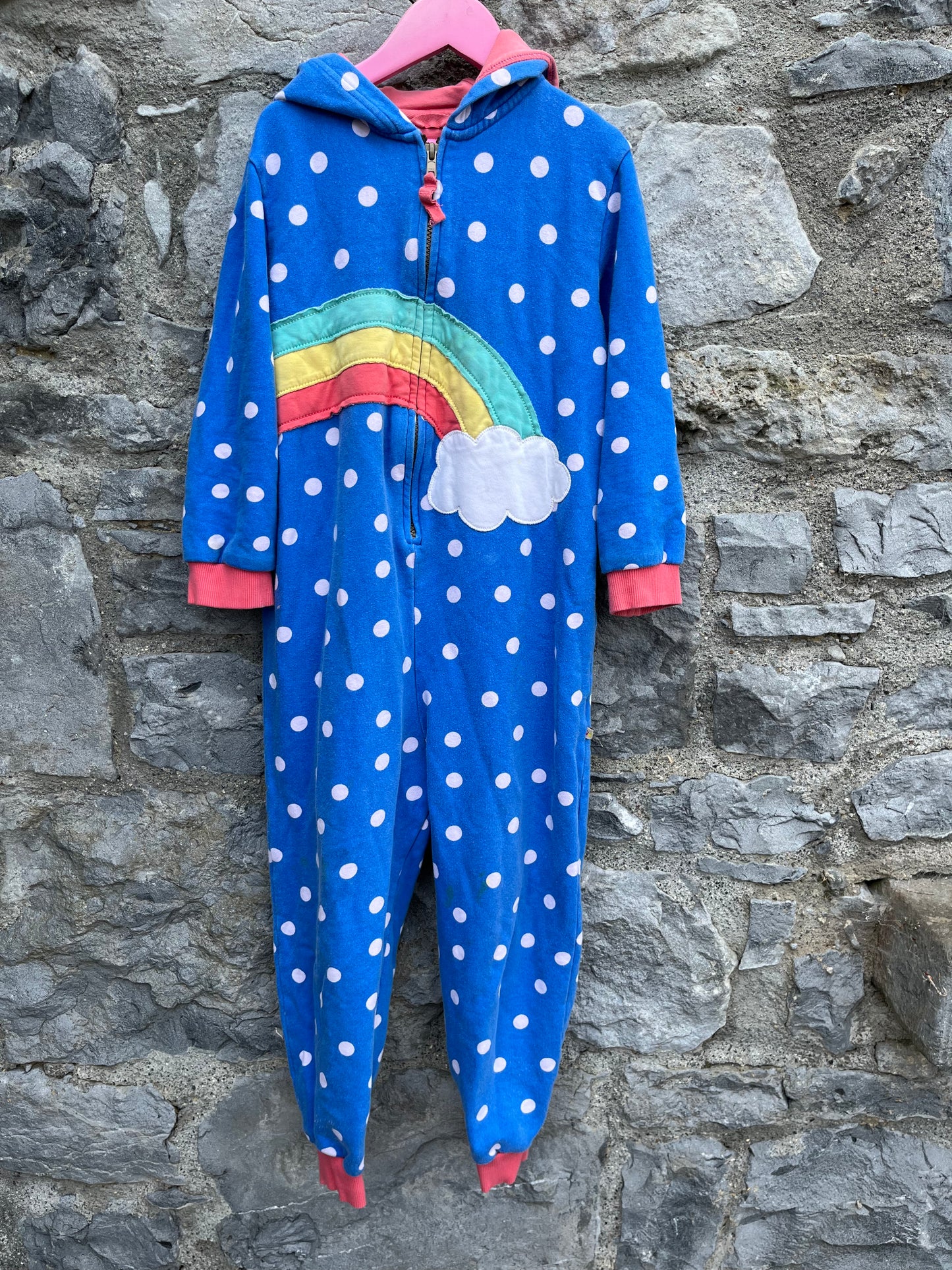 Blue spotty rainbow onesie 7y (122cm)