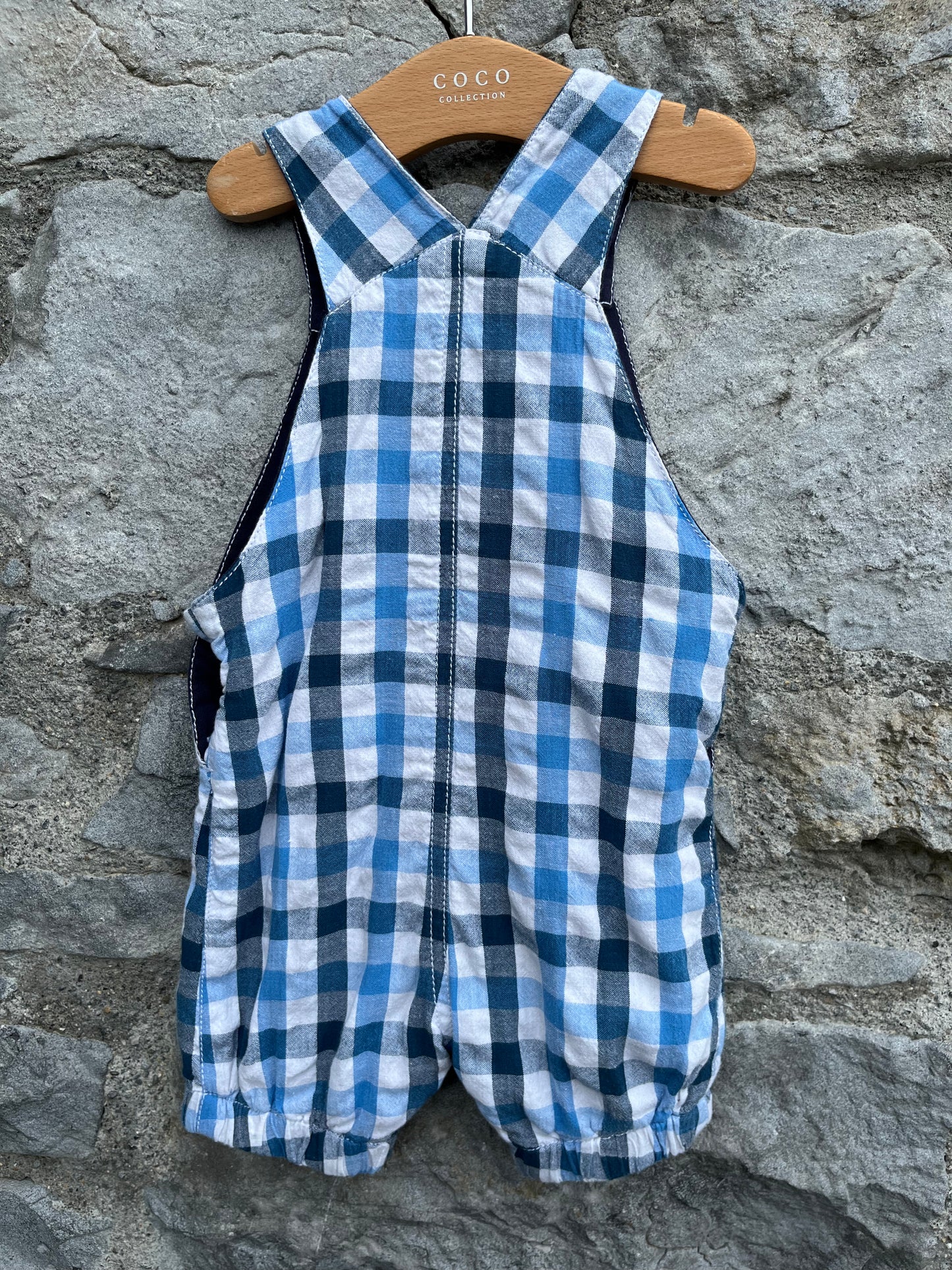 Blue&navy check dungarees 3-6m (62-68cm)