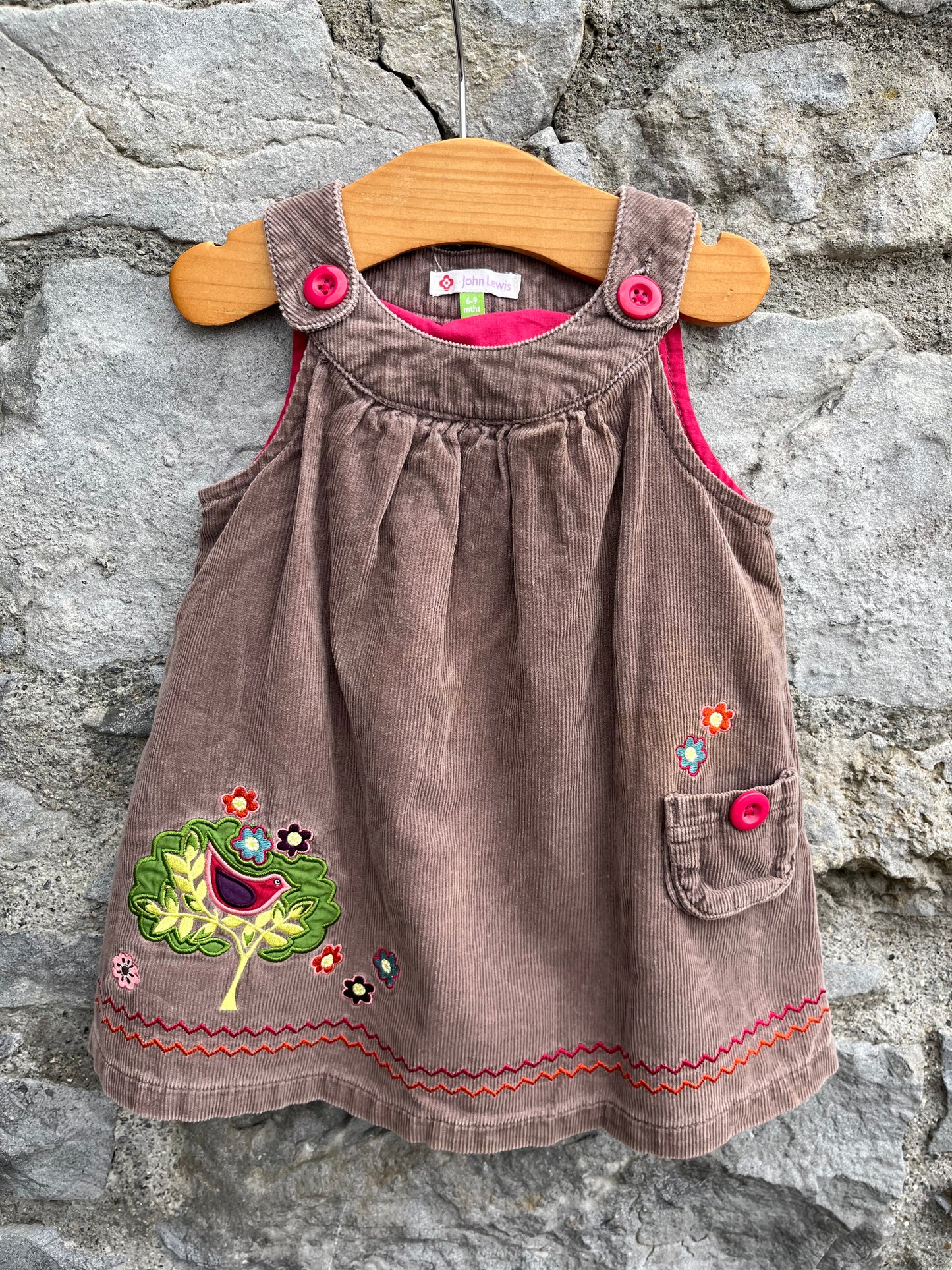 Brown cord pinafore 6-9m (68-74cm)