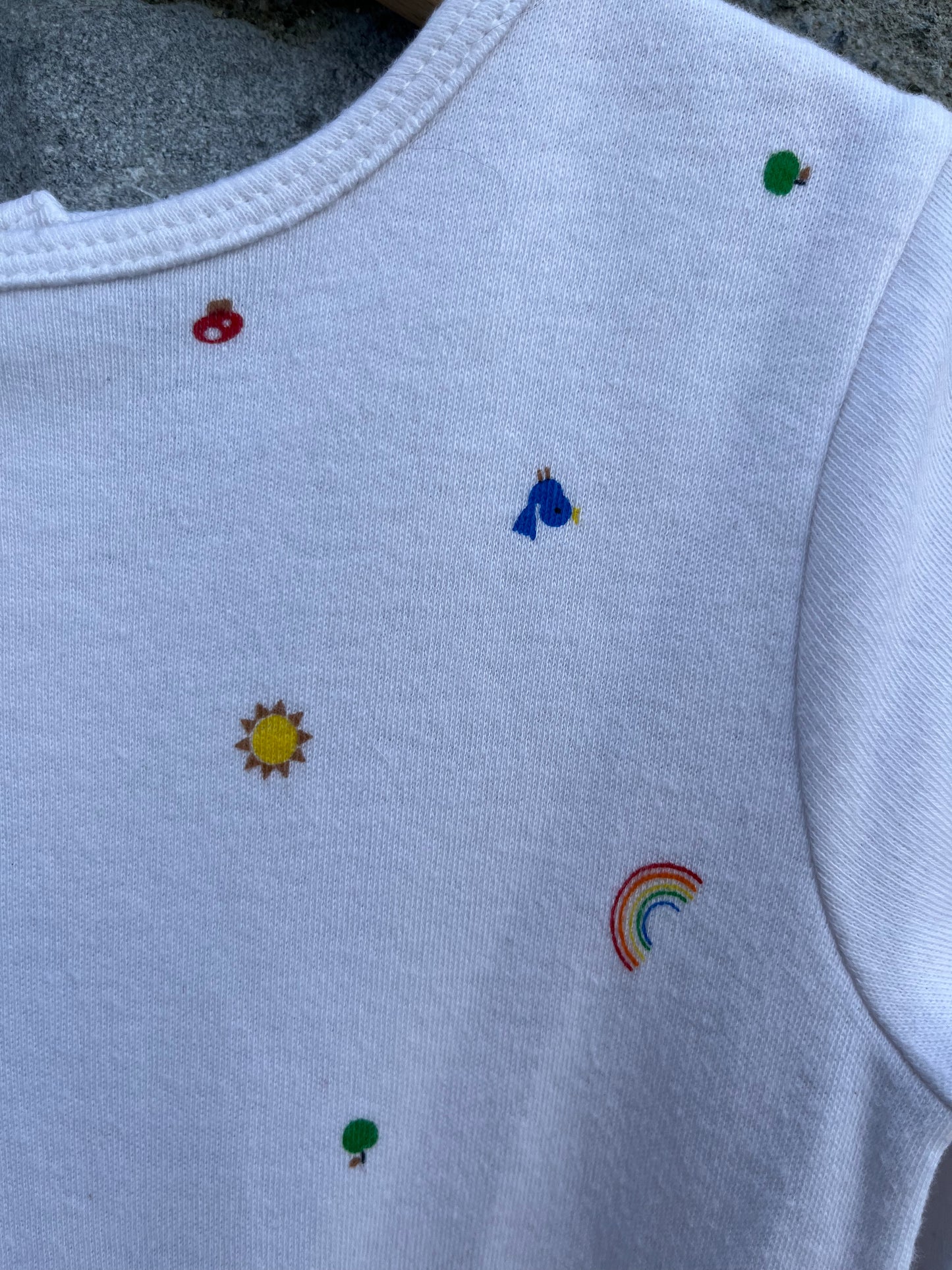 Rainbow&sun white onesie 3-6m (62-68cm)