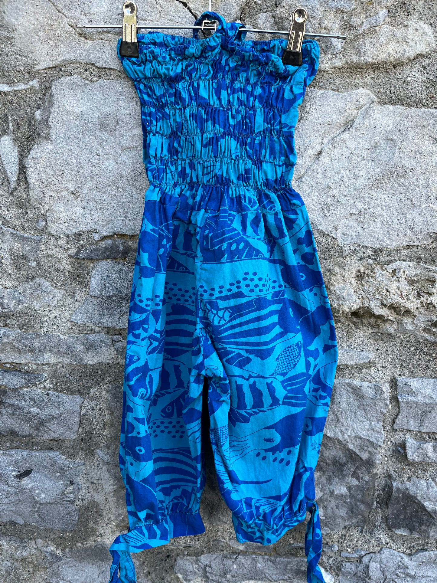Funky blue fish jumpsuit 3-4y (98-104cm)