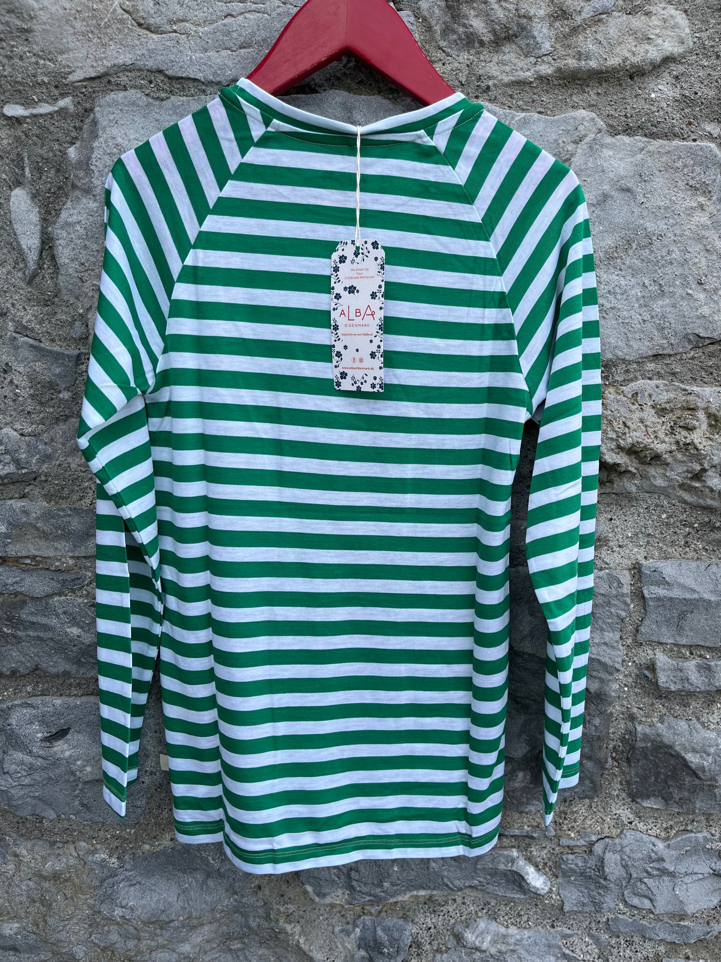 Green stripy top 11y (146cm)
