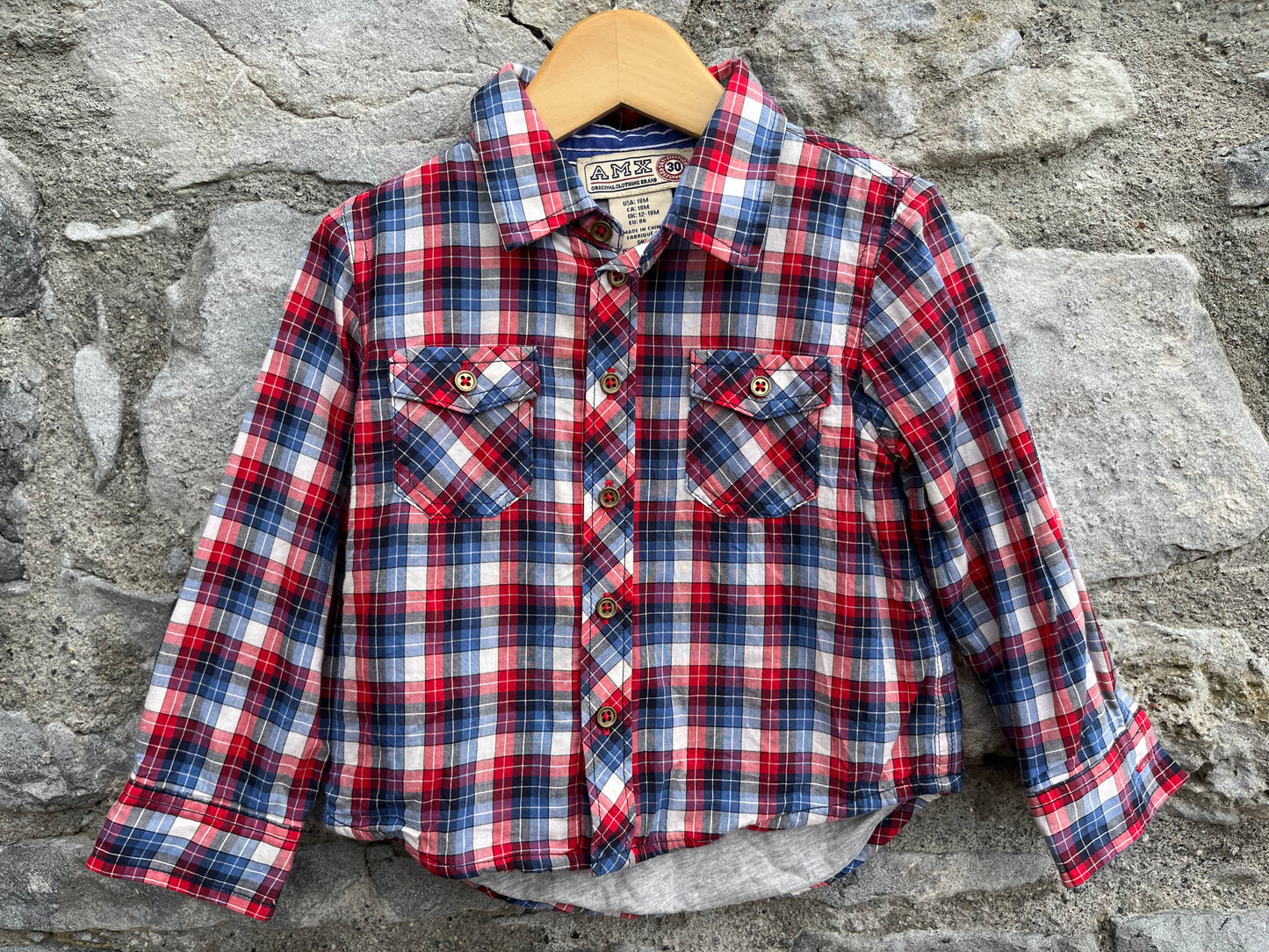 Red&navy check shirt 12-18m (80-86cm)