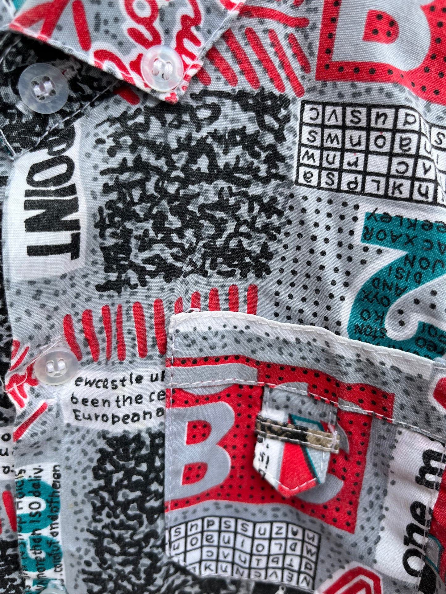 90s Red&grey patches shirt 12m (80cm)