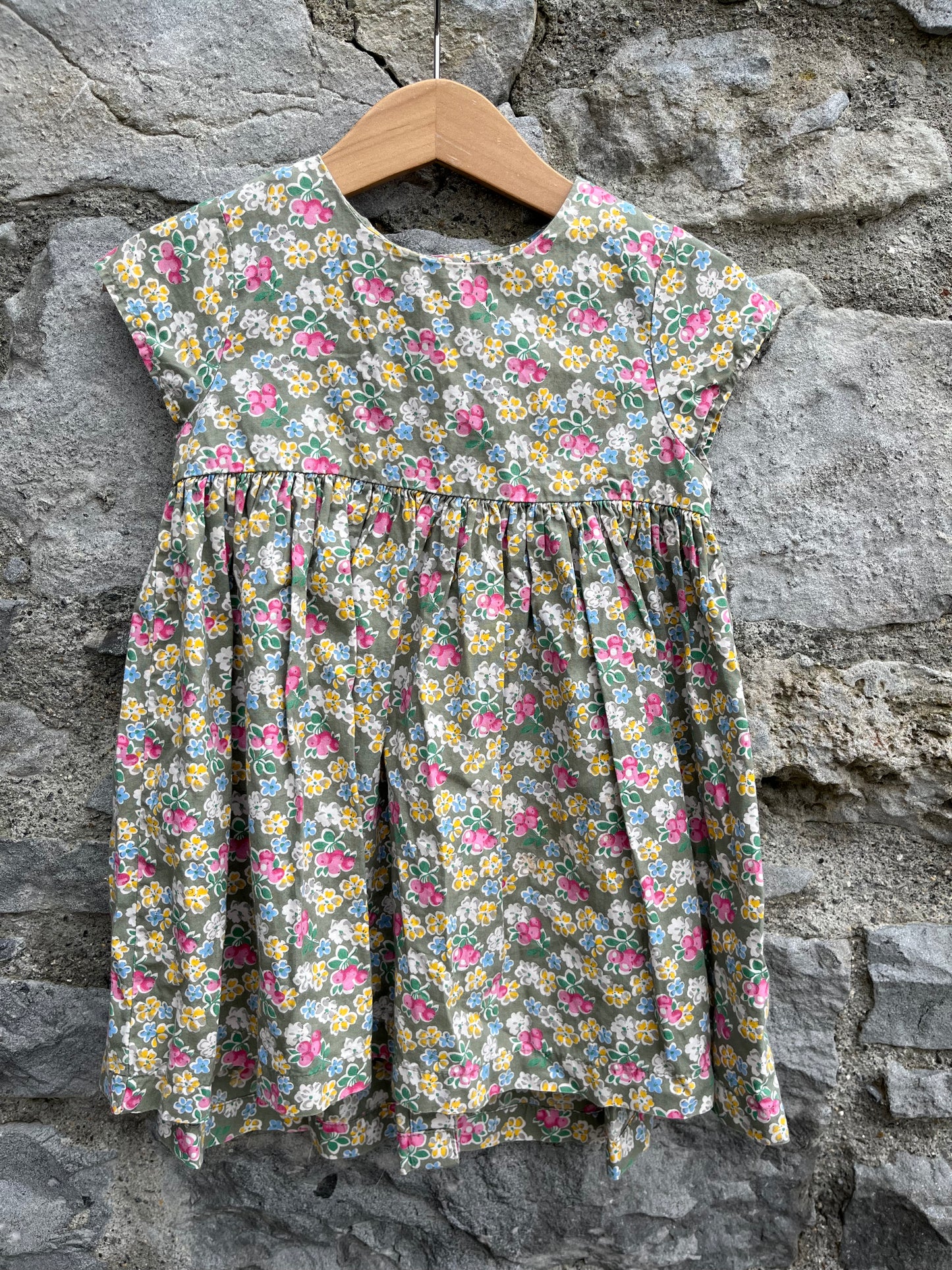 Khaki floral dress 12-18m (80-86cm)