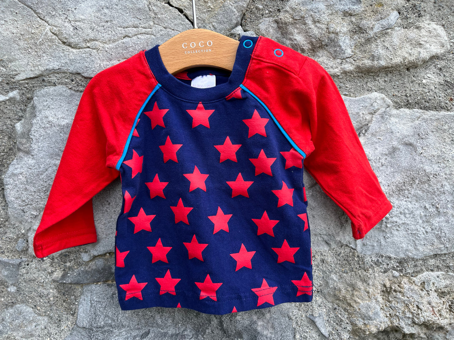 Red stars raglan top 0-3m (56-62cm)