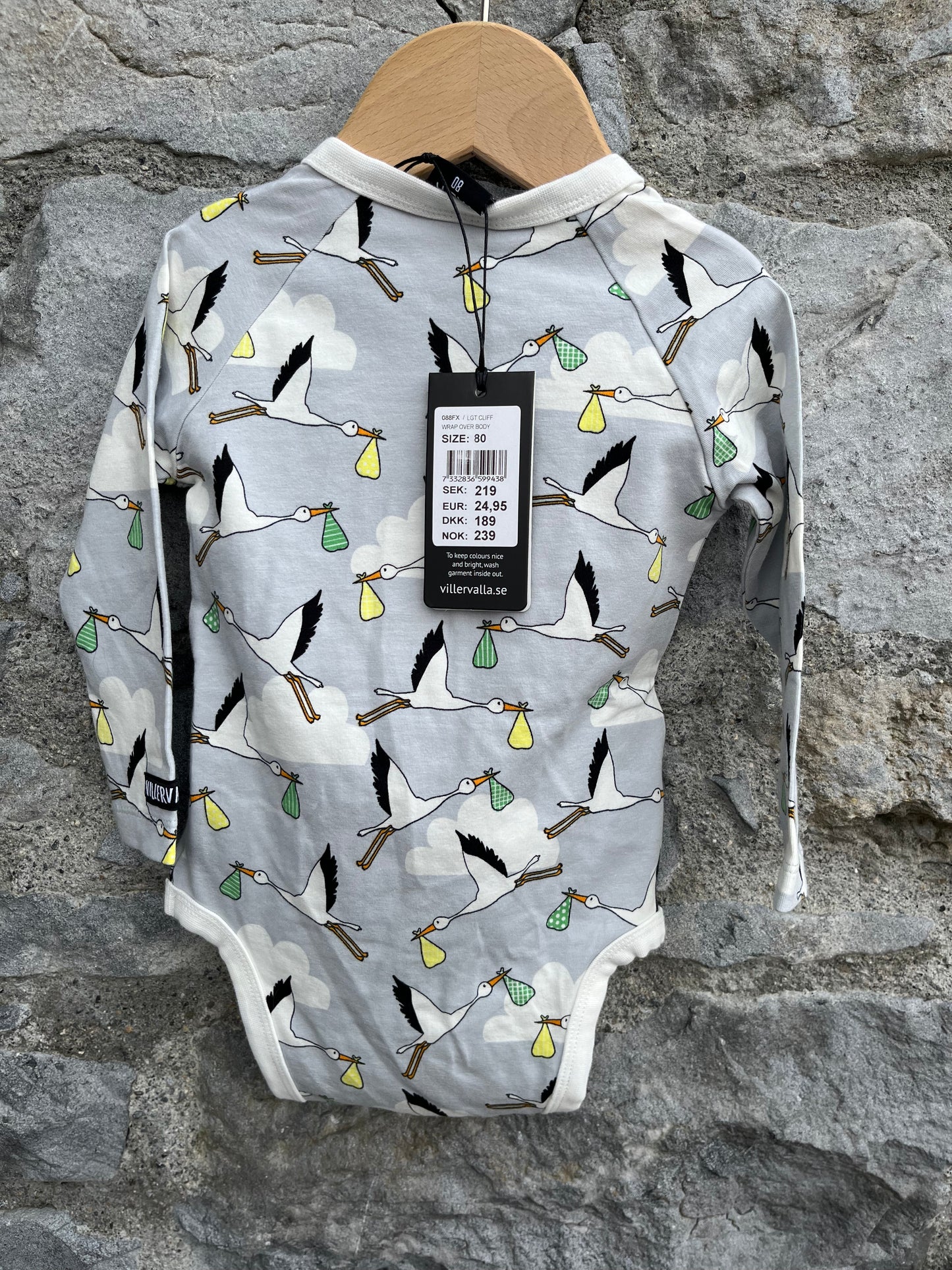 Storks grey wrap over body vest 12m (80cm)