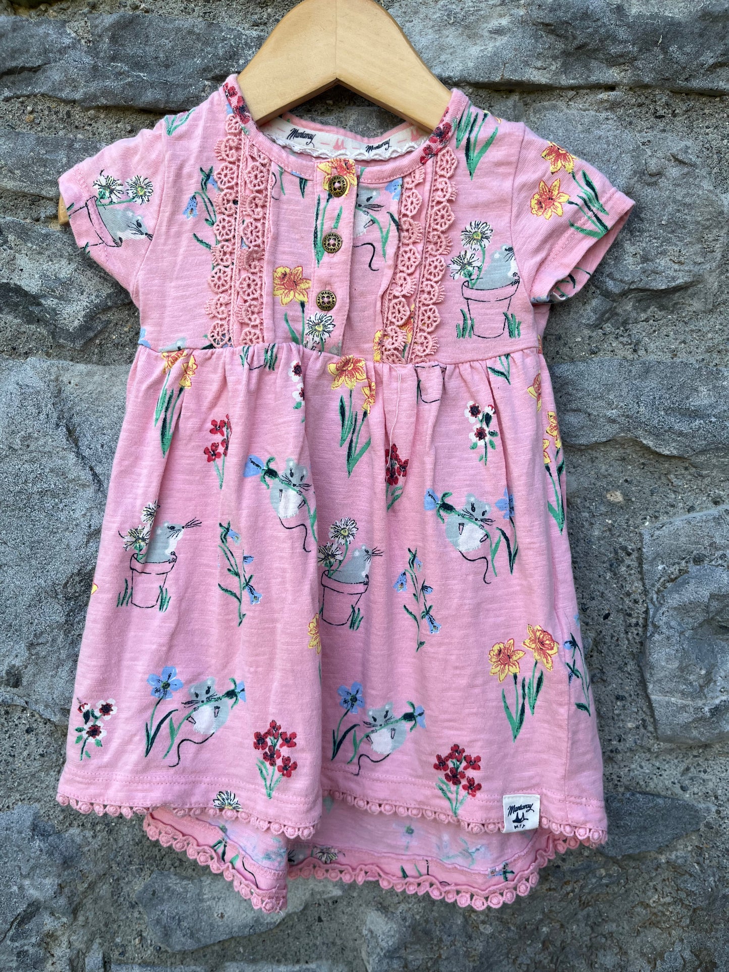 Pink mice dress 6m (68cm)