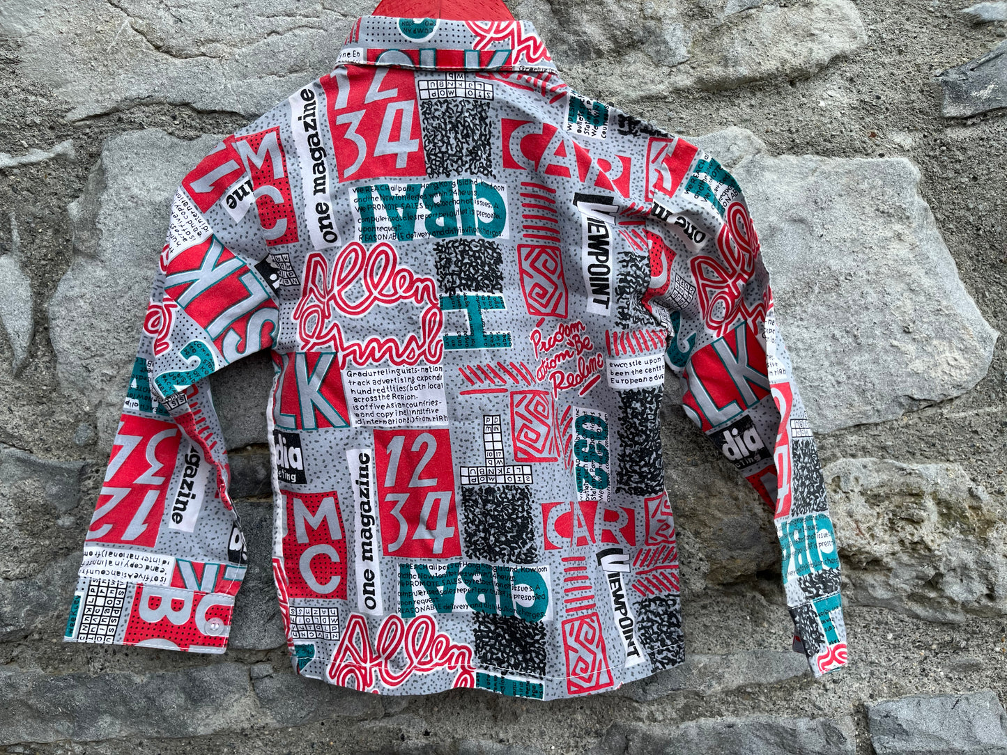 90s Red&grey patches shirt 12m (80cm)