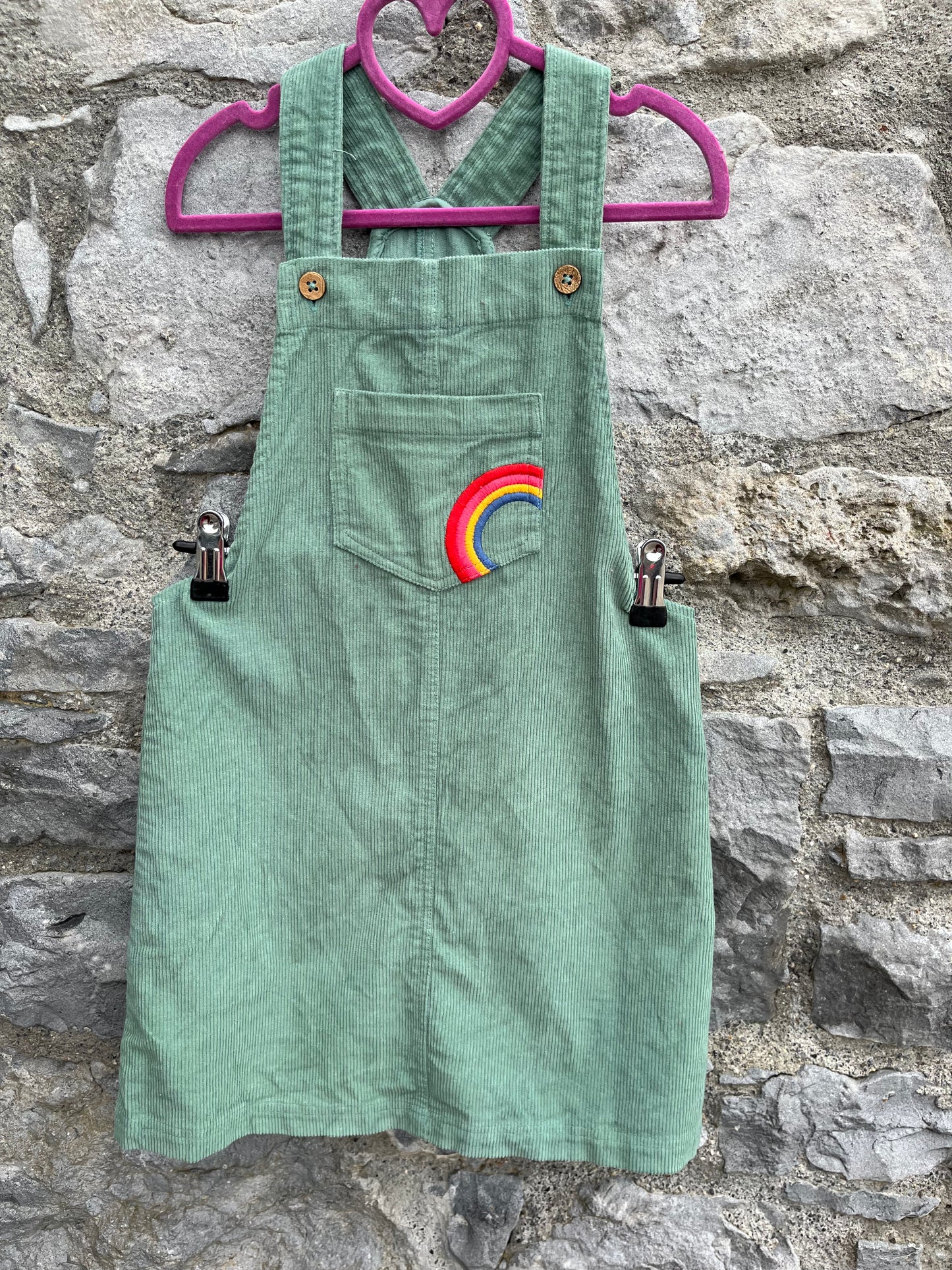Green cord pinafore 8y (128cm)