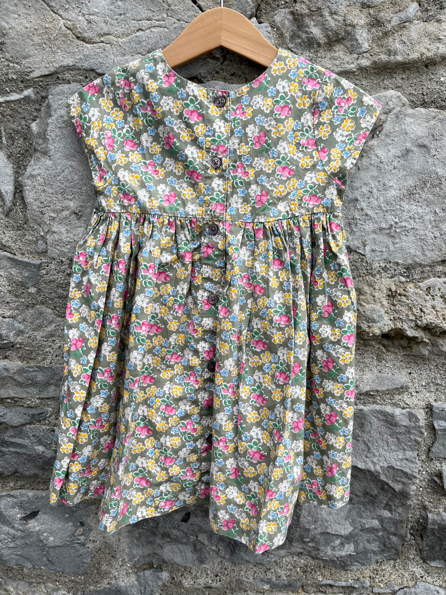 Khaki floral dress 12-18m (80-86cm)