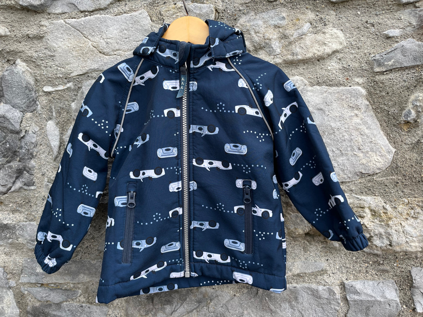 Navy cars softshell jacket 9-12m (74-80cm)