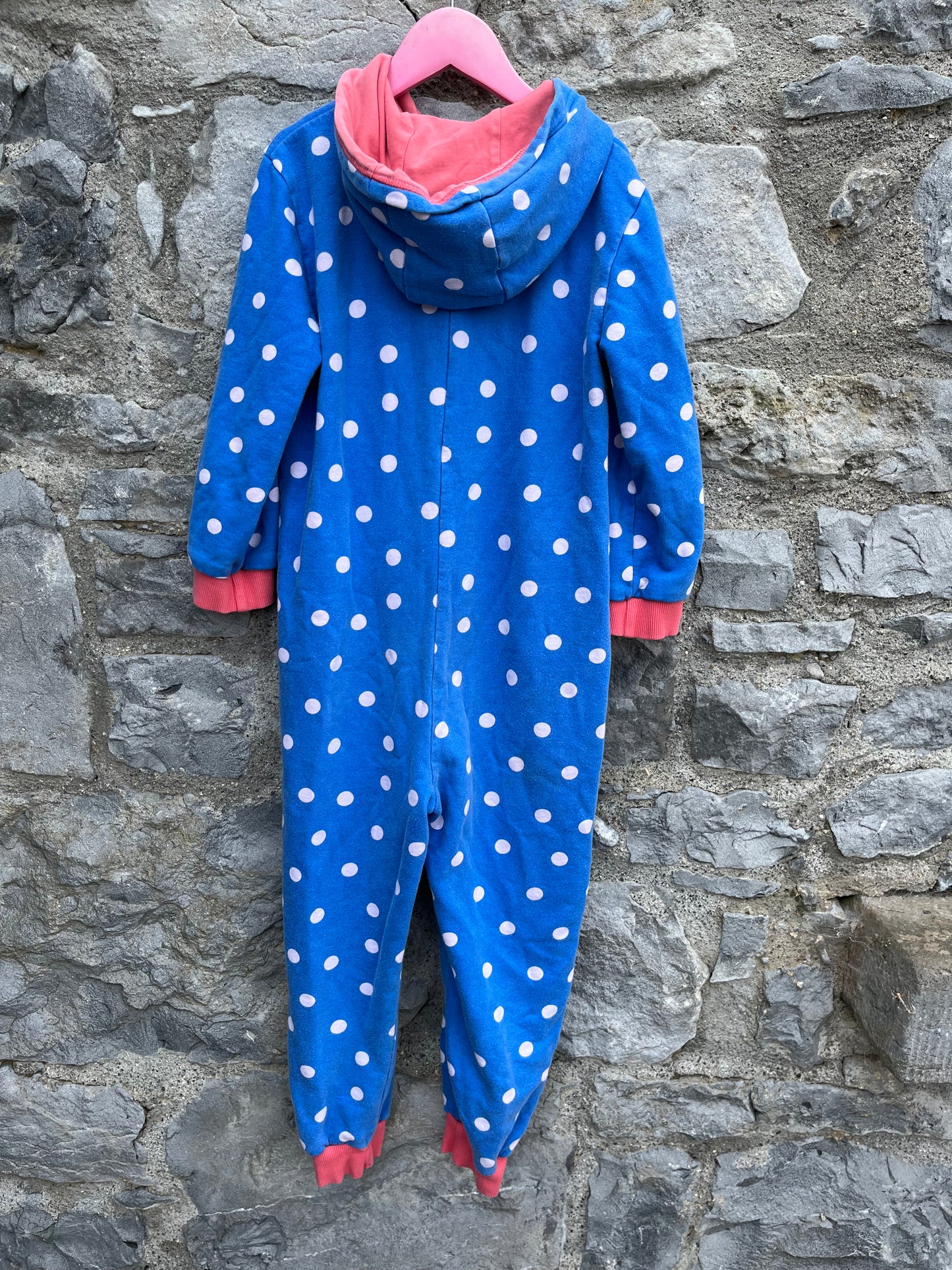 Blue spotty rainbow onesie 7y (122cm)