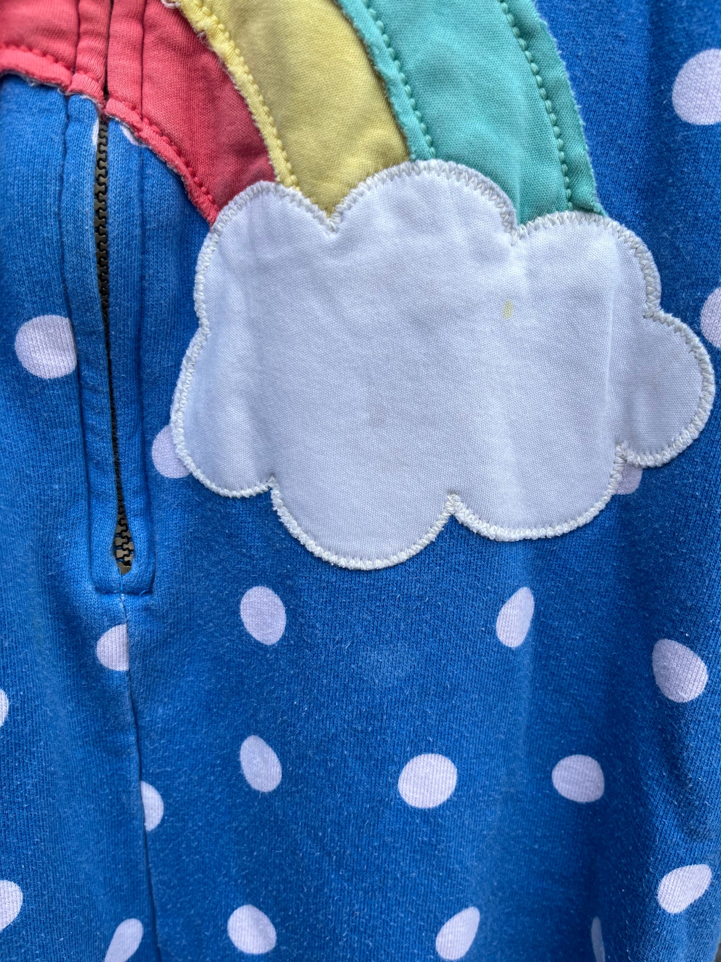 Blue spotty rainbow onesie 7y (122cm)