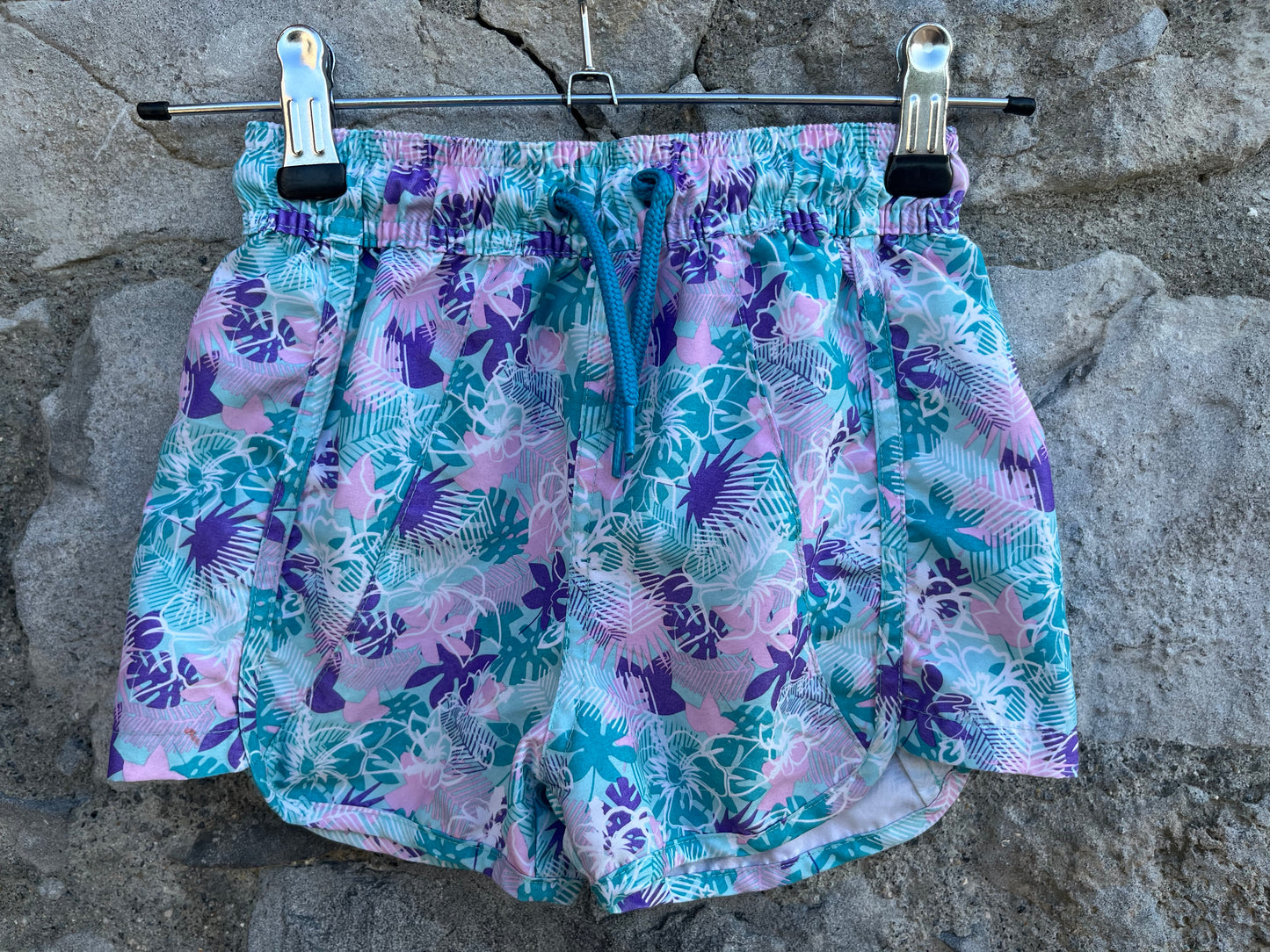 Purple&teal leaves shorts 5-6y (110-116cm)