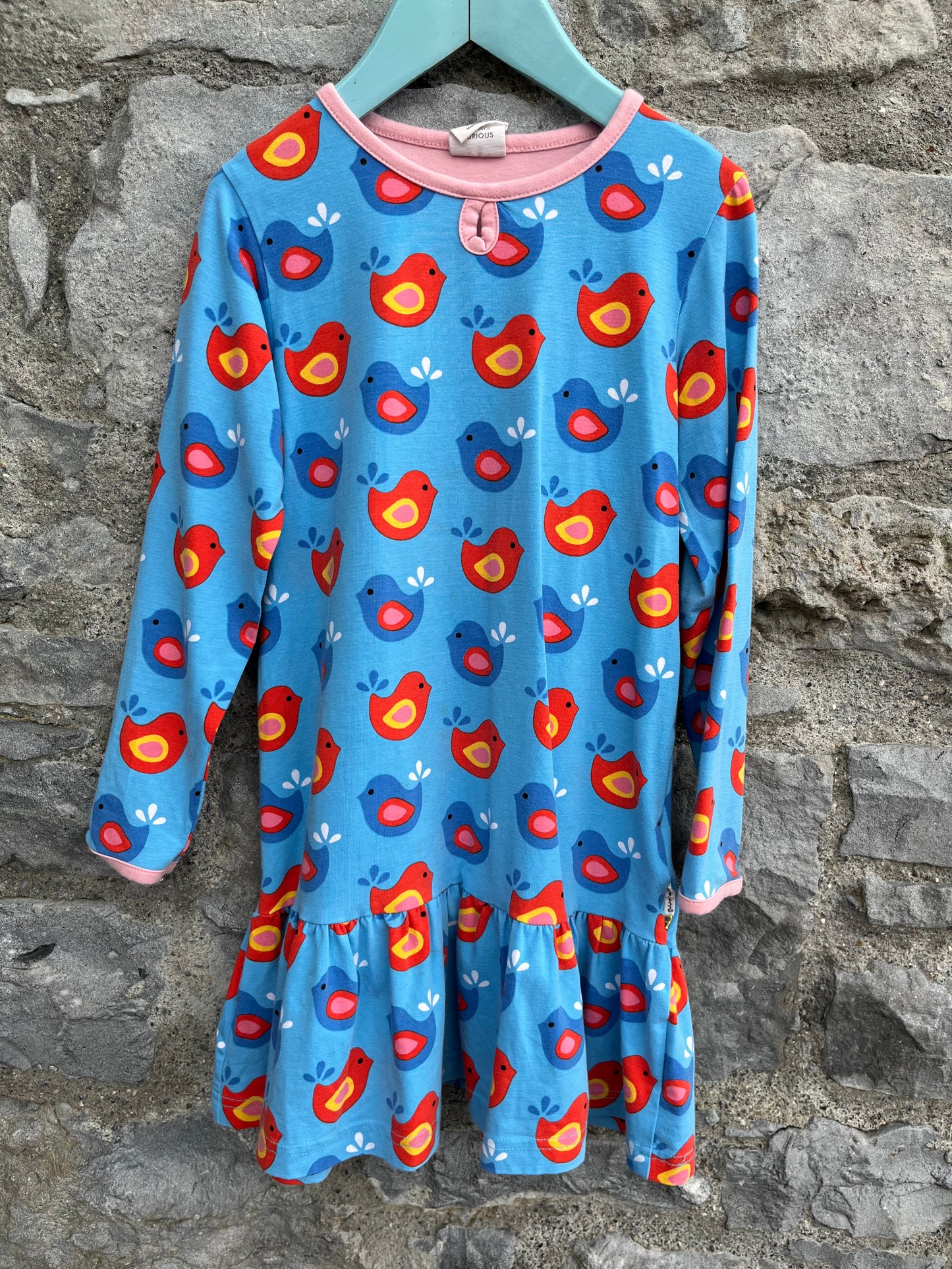 Birds blue dress 5-6y (110-116cm)