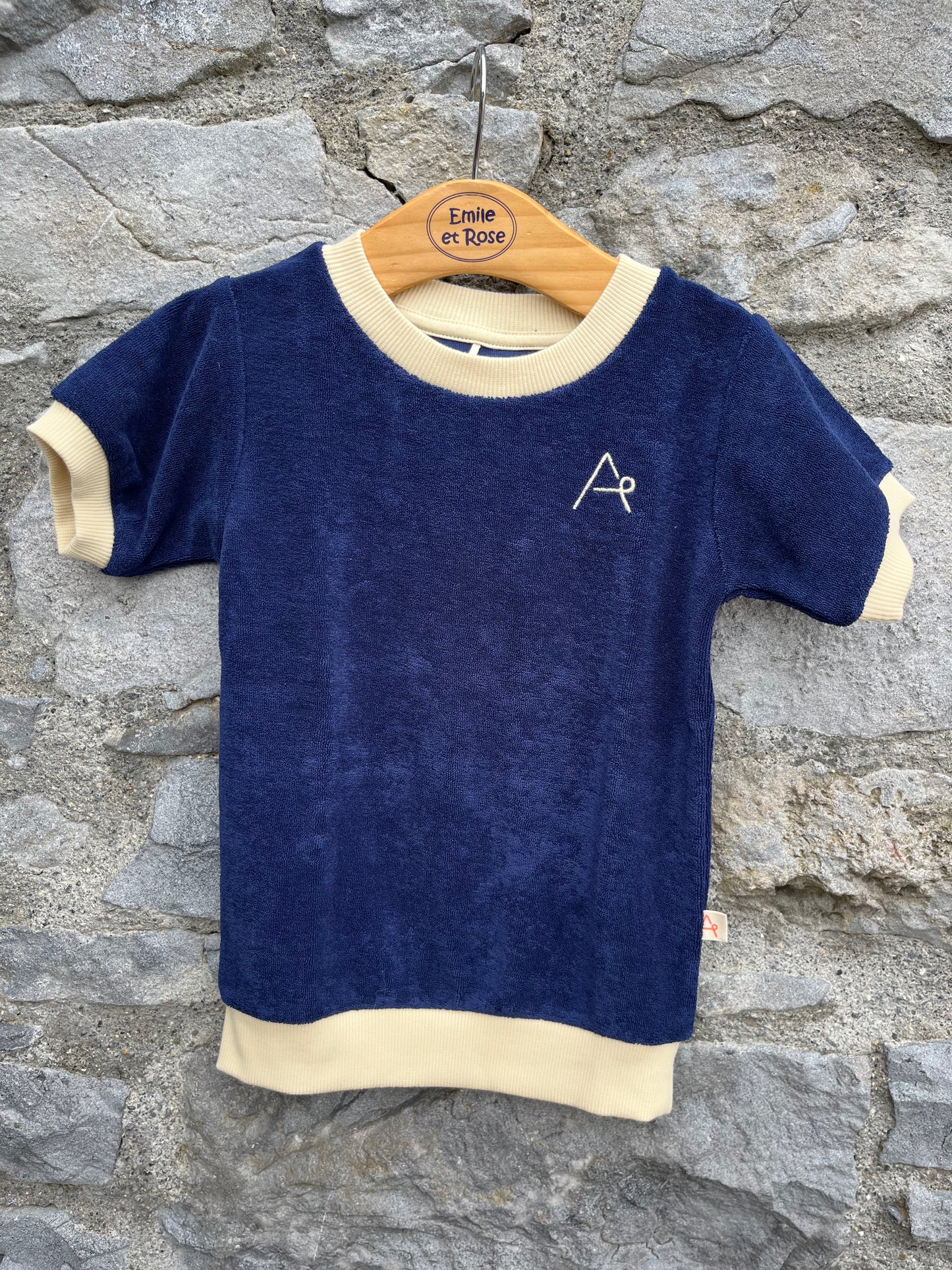 Navy terry top 4y (104cm)