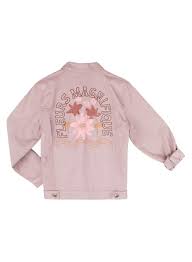 Beige rose floral denim jacket 8-9y (128-134cm)